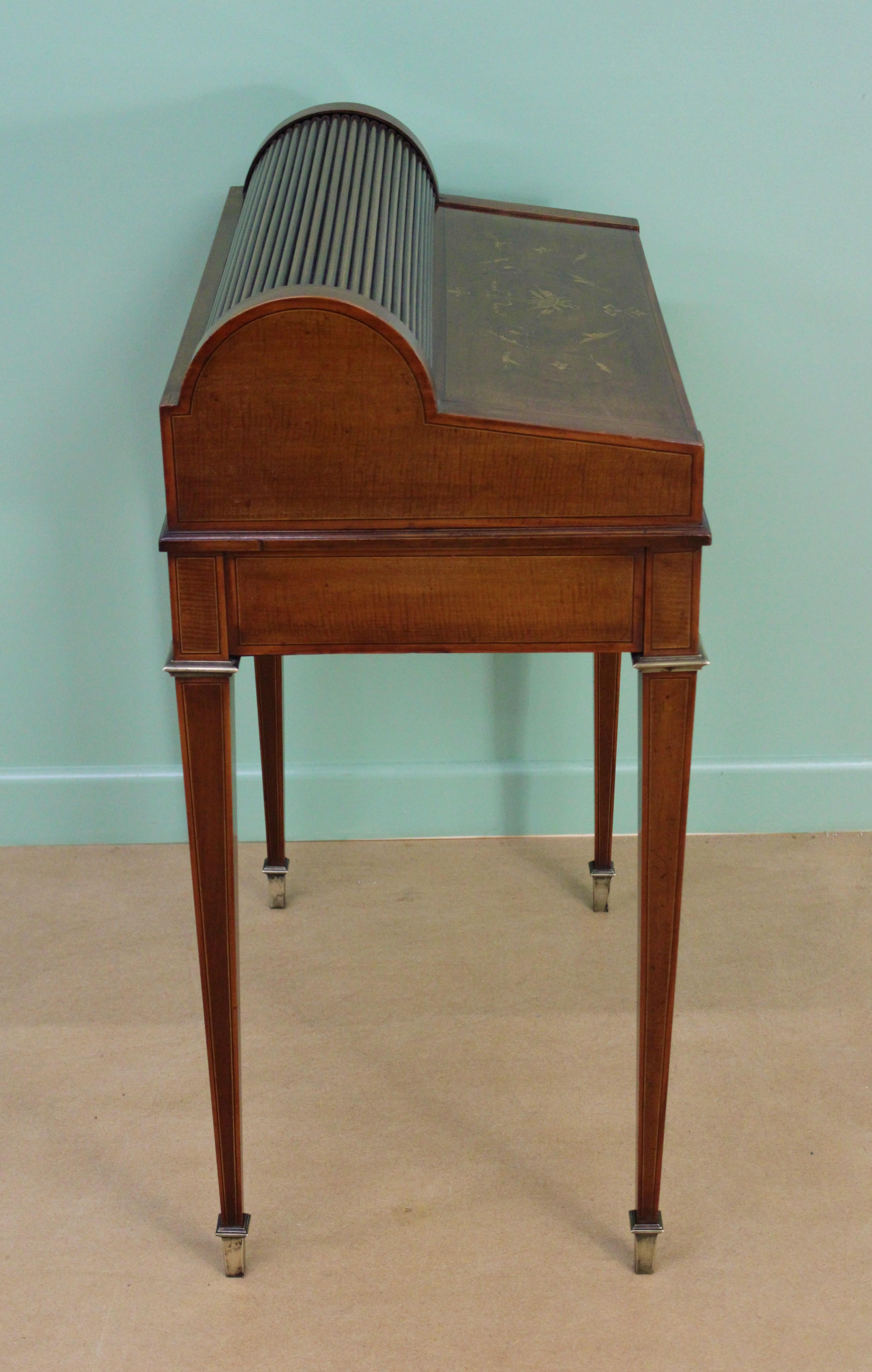 Late Victorian Inlaid Mahogany Tambour Bureau by Druce and Co. of London 4