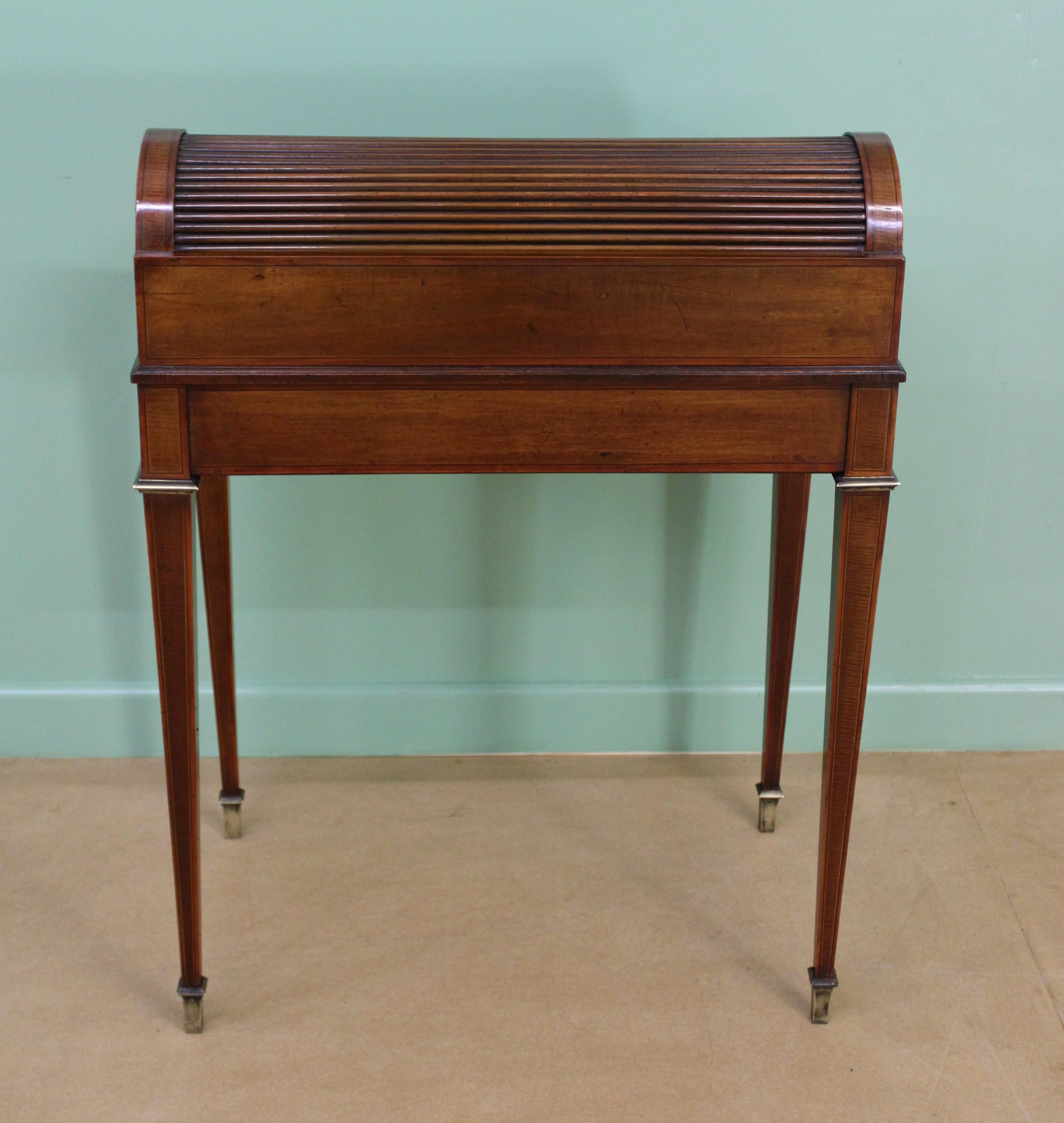 Late Victorian Inlaid Mahogany Tambour Bureau by Druce and Co. of London 6