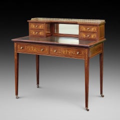 Late Victorian Inlaid Mahogany Writing Desk by Maple & Co