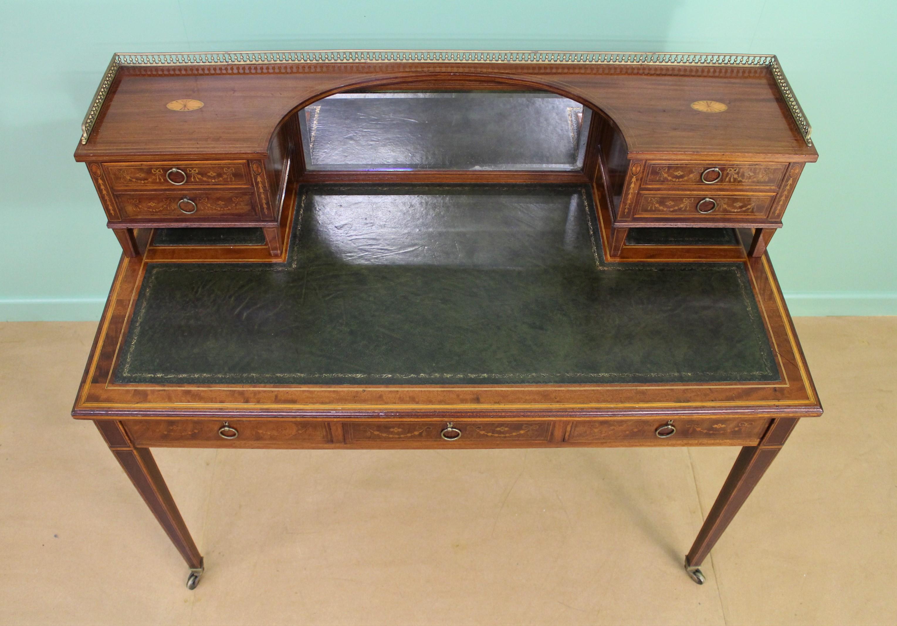 Late Victorian Inlaid Mahogany Writing Desk For Sale 2