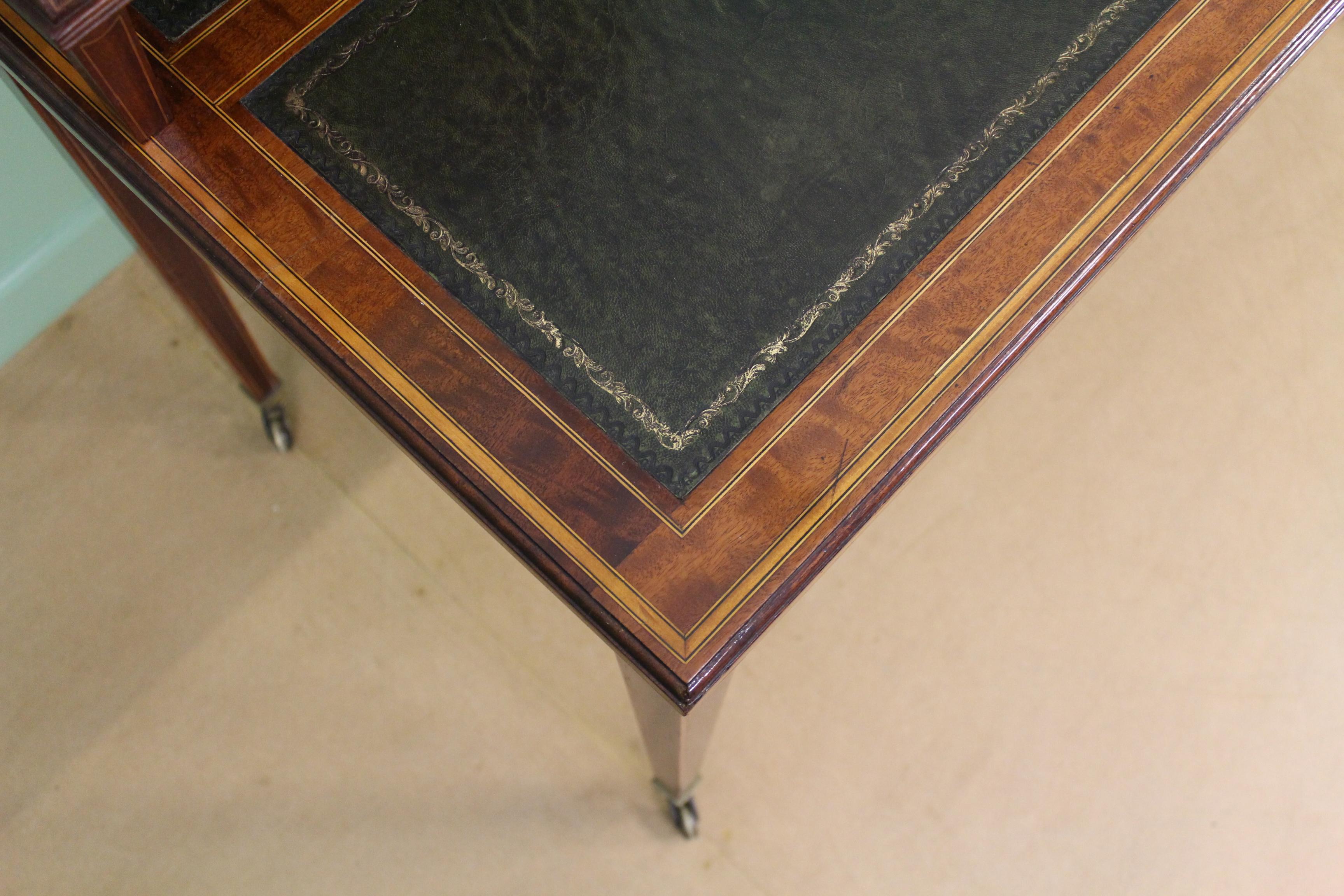 Late Victorian Inlaid Mahogany Writing Desk For Sale 3