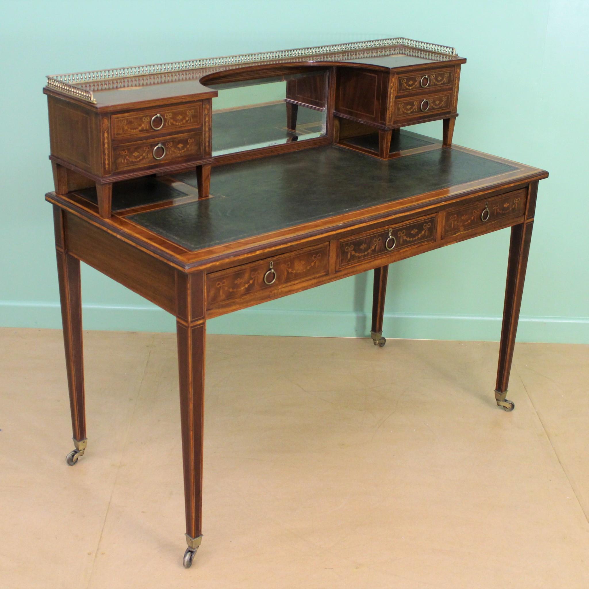 Late Victorian Inlaid Mahogany Writing Desk For Sale 6