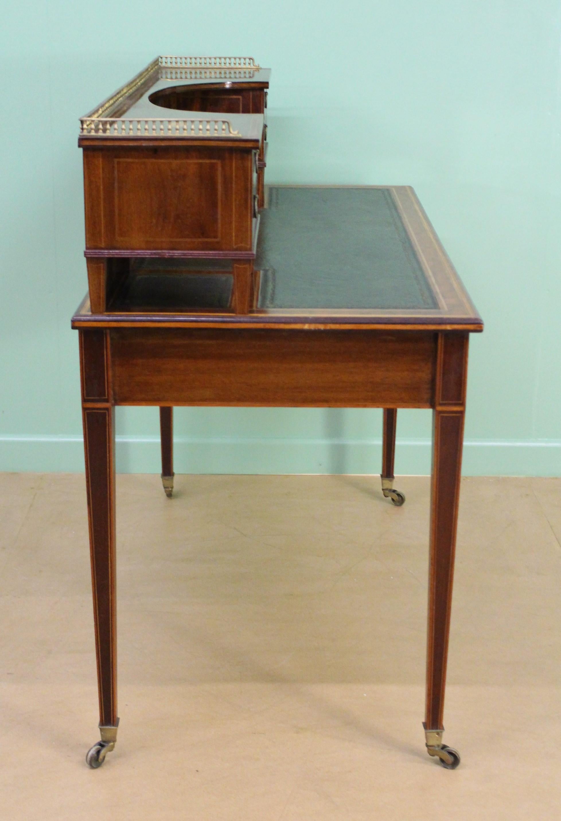 Late Victorian Inlaid Mahogany Writing Desk For Sale 7