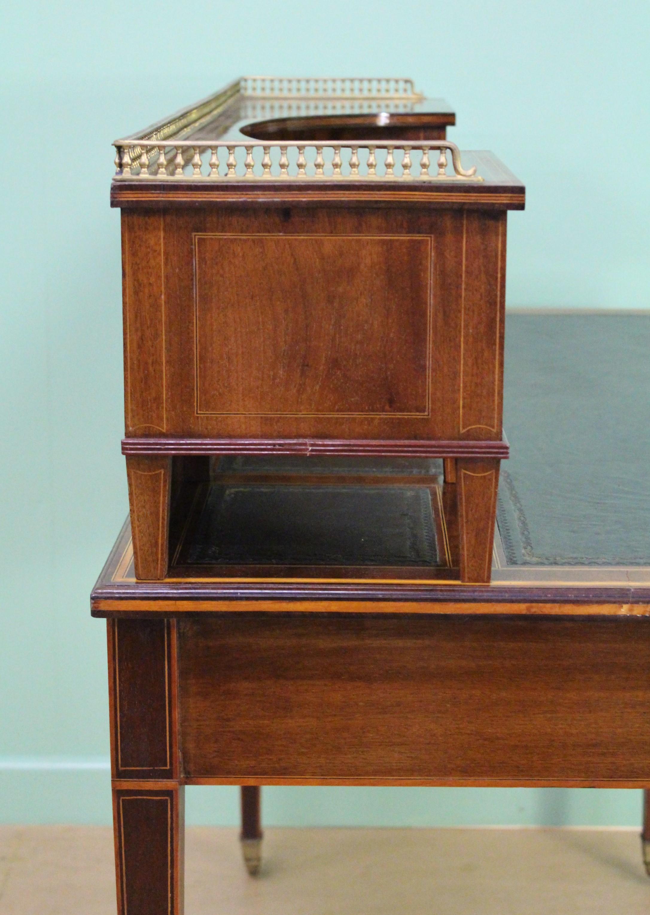 Late Victorian Inlaid Mahogany Writing Desk For Sale 8