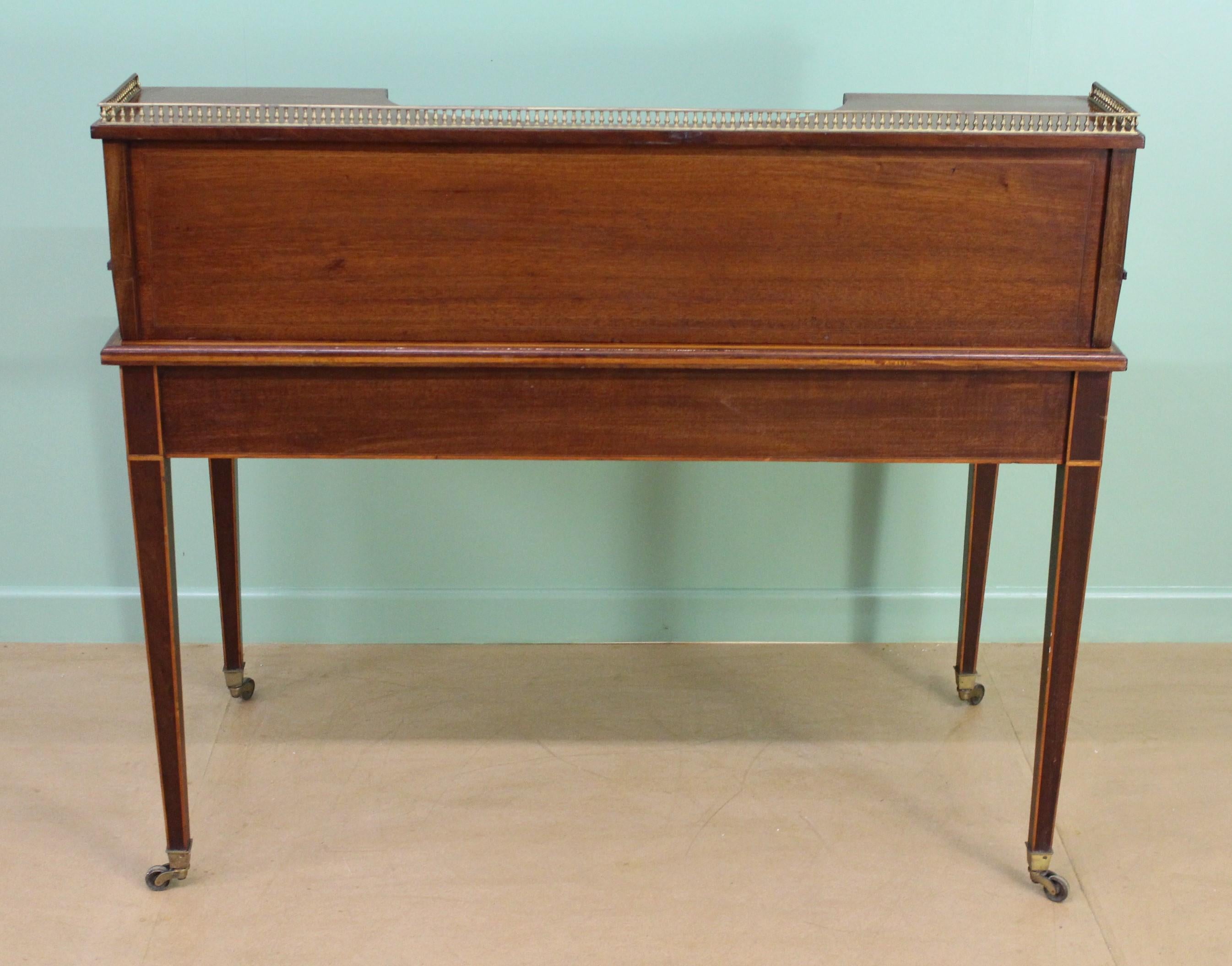 Late Victorian Inlaid Mahogany Writing Desk For Sale 9