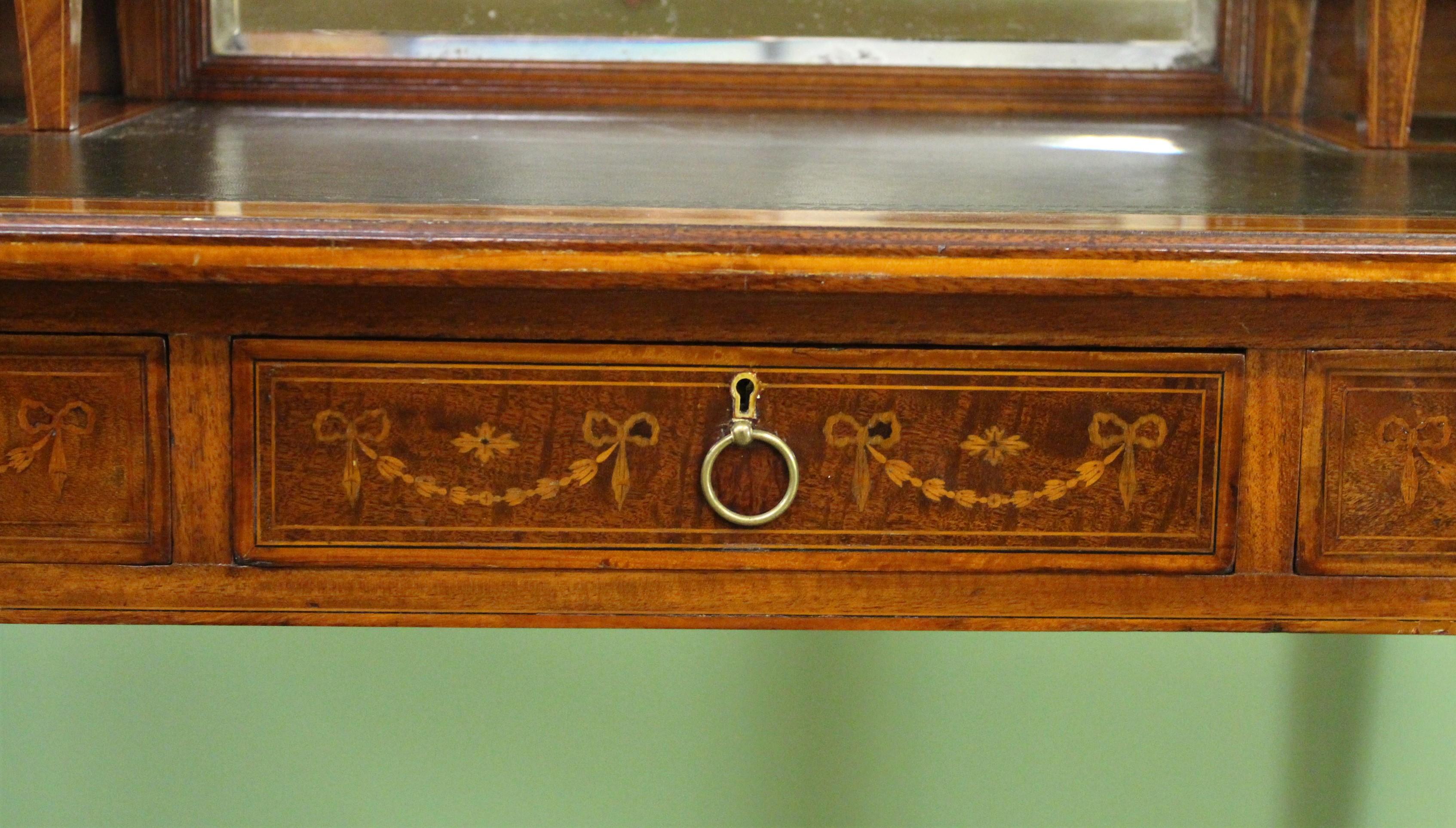 English Late Victorian Inlaid Mahogany Writing Desk For Sale