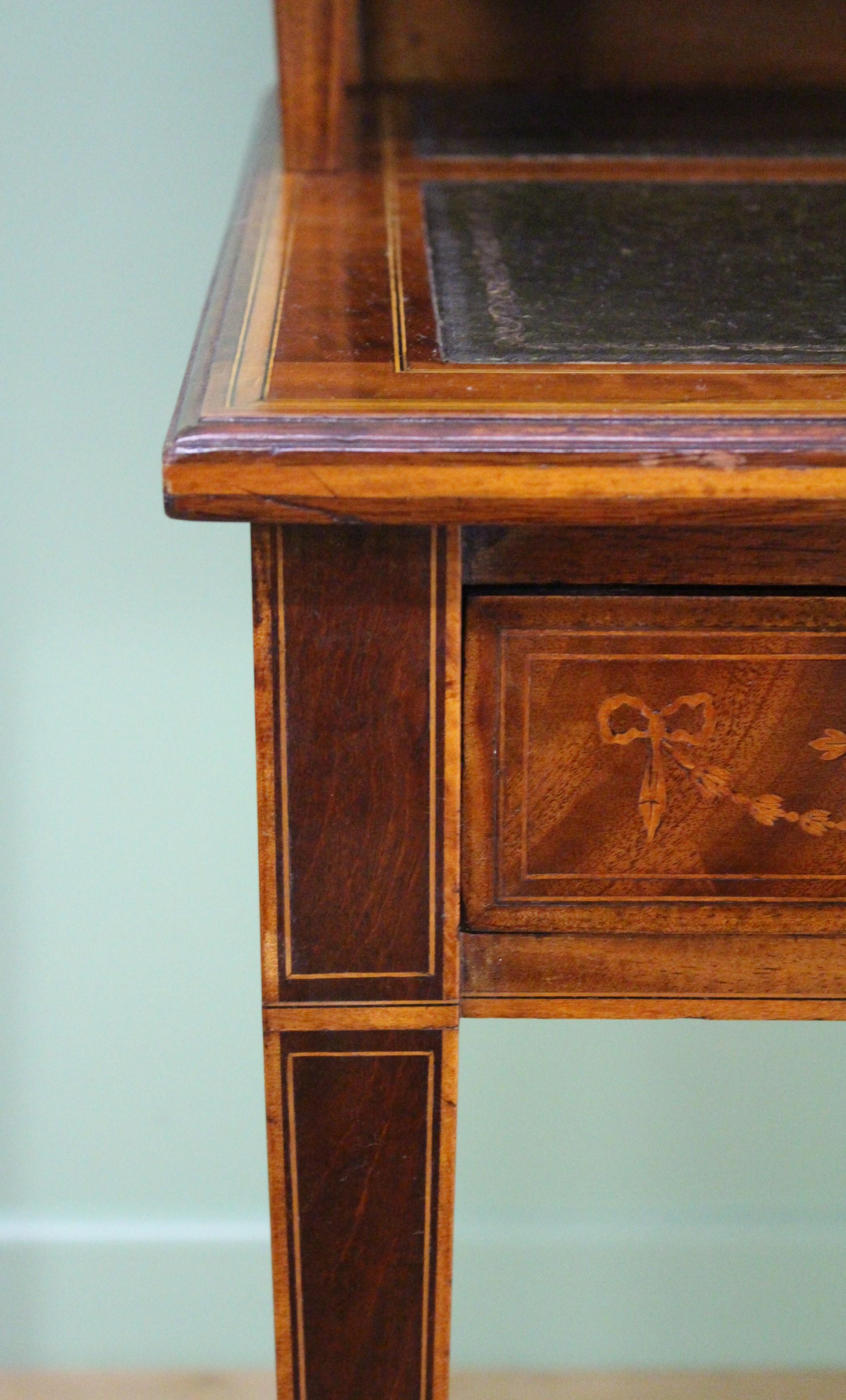 Early 20th Century Late Victorian Inlaid Mahogany Writing Desk For Sale