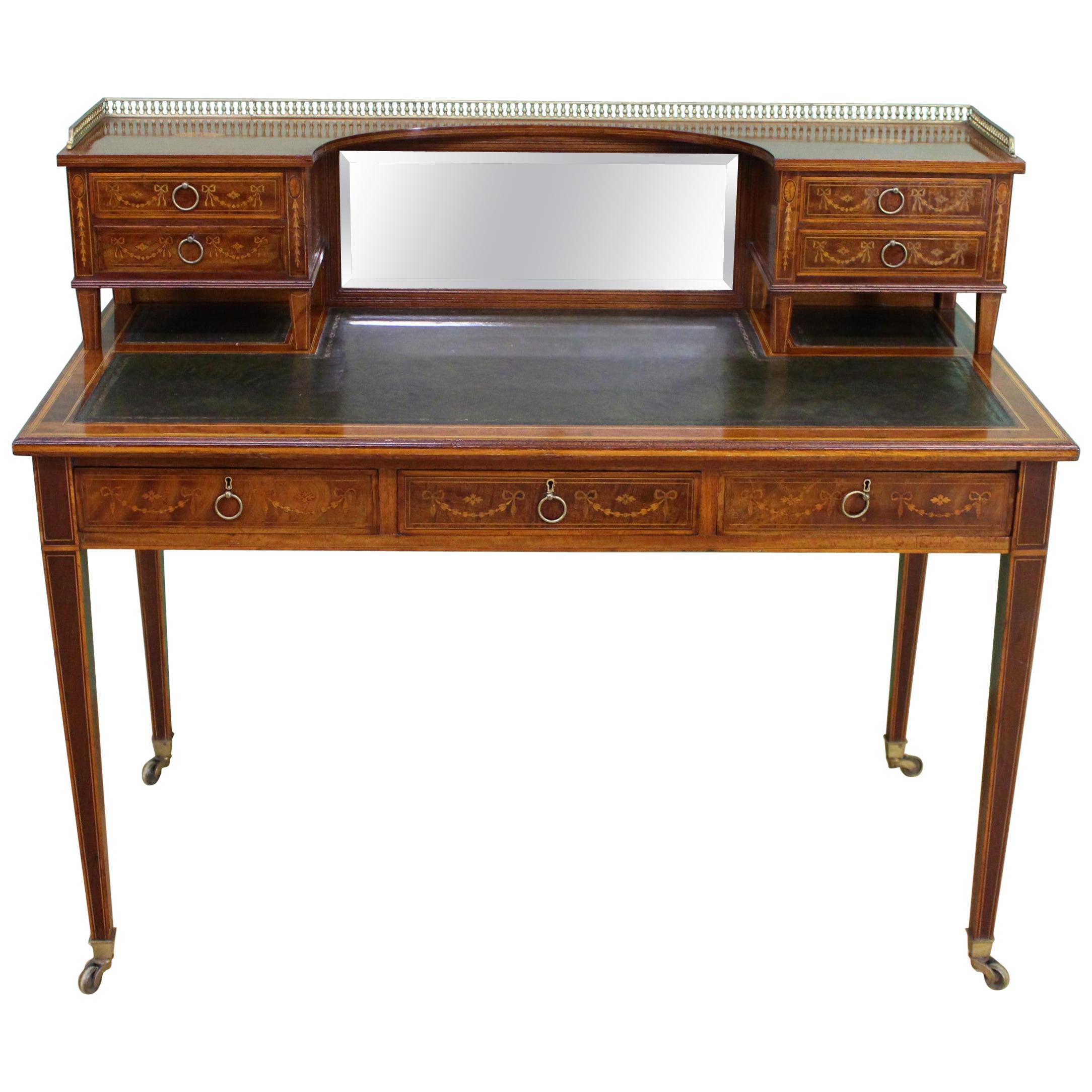 Late Victorian Inlaid Mahogany Writing Desk For Sale