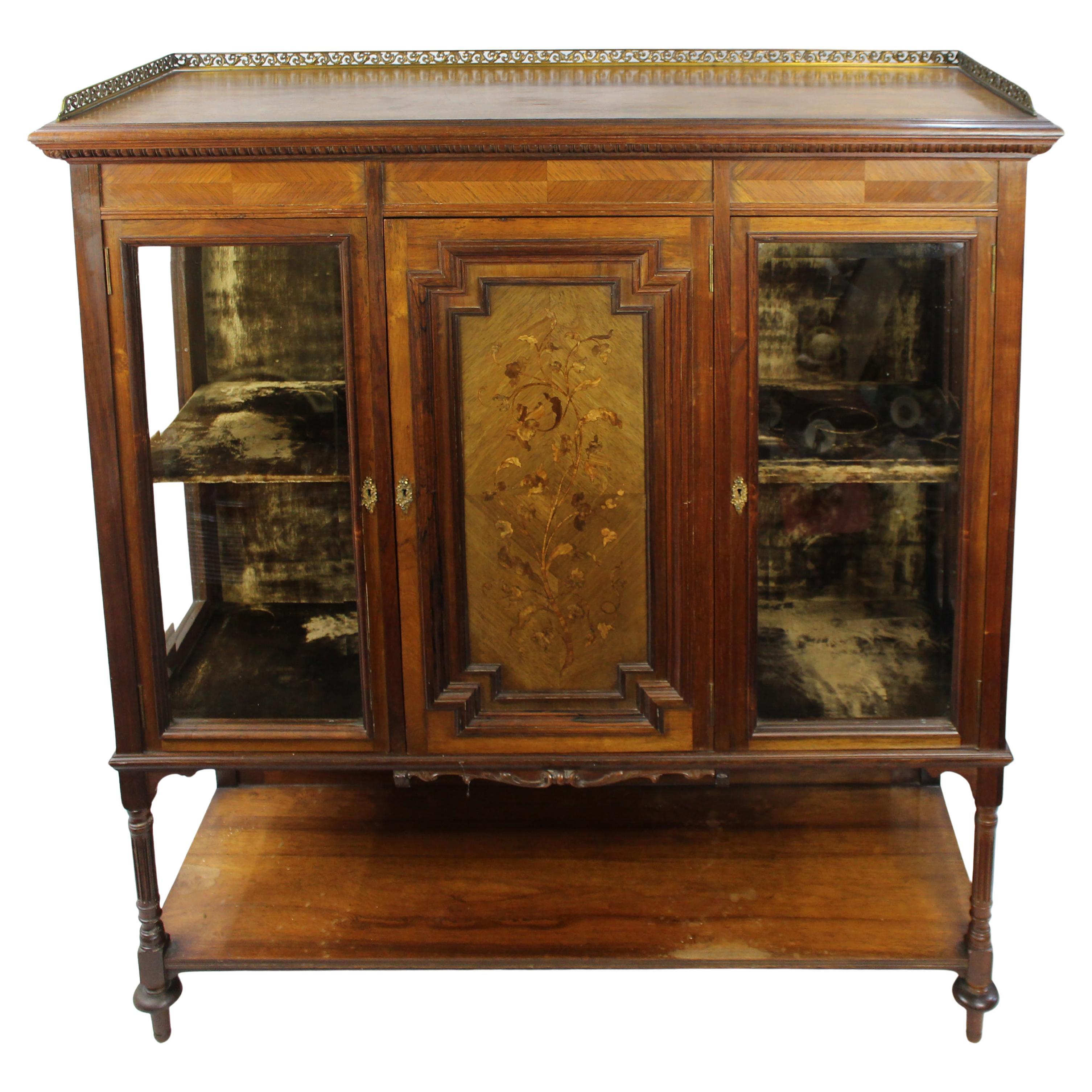 Late Victorian Inlaid Rosewood Display Cabinet