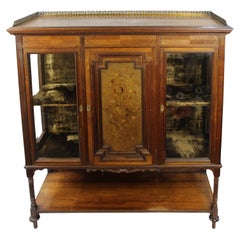 Vitrine en bois de rose marqueté de la fin de l'époque victorienne
