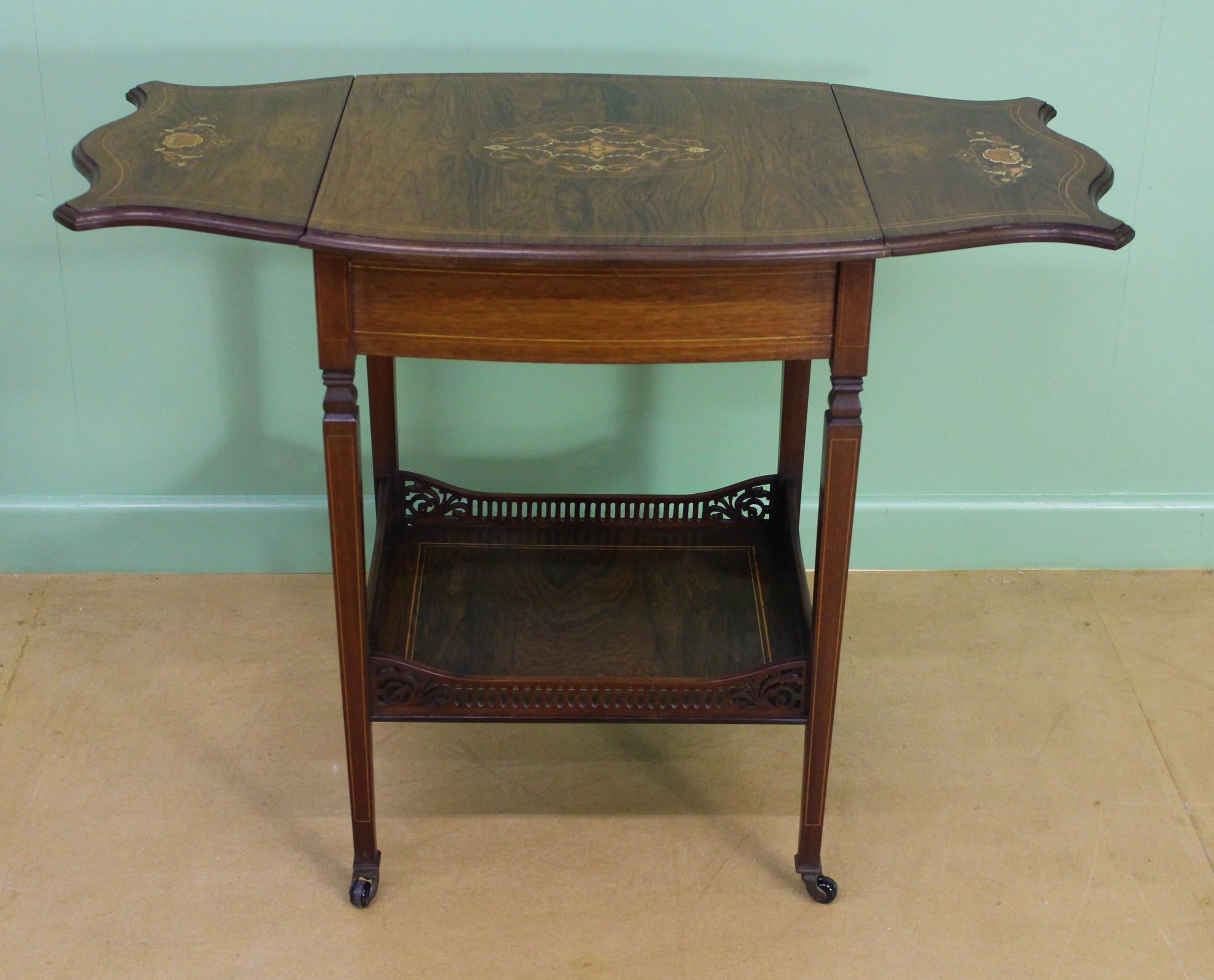Late Victorian Inlaid Rosewood Flap Table 4