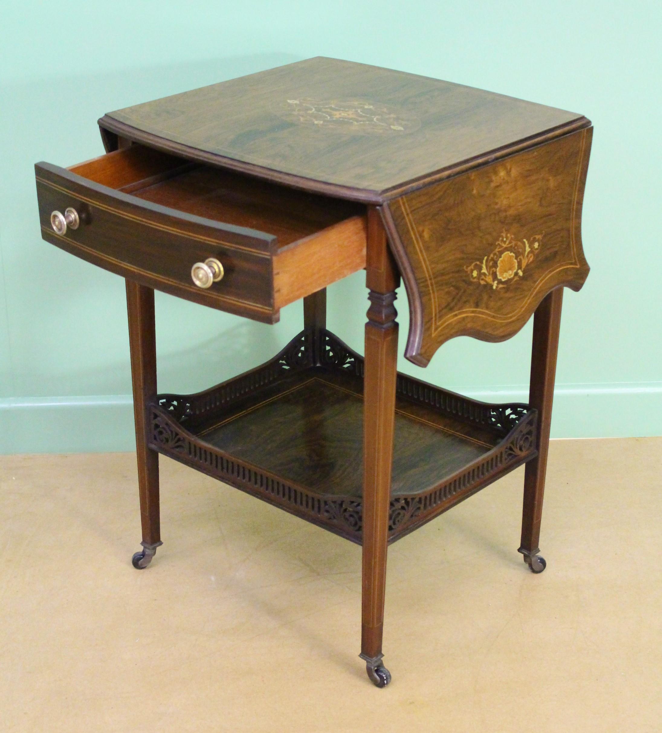 Late Victorian Inlaid Rosewood Flap Table 5
