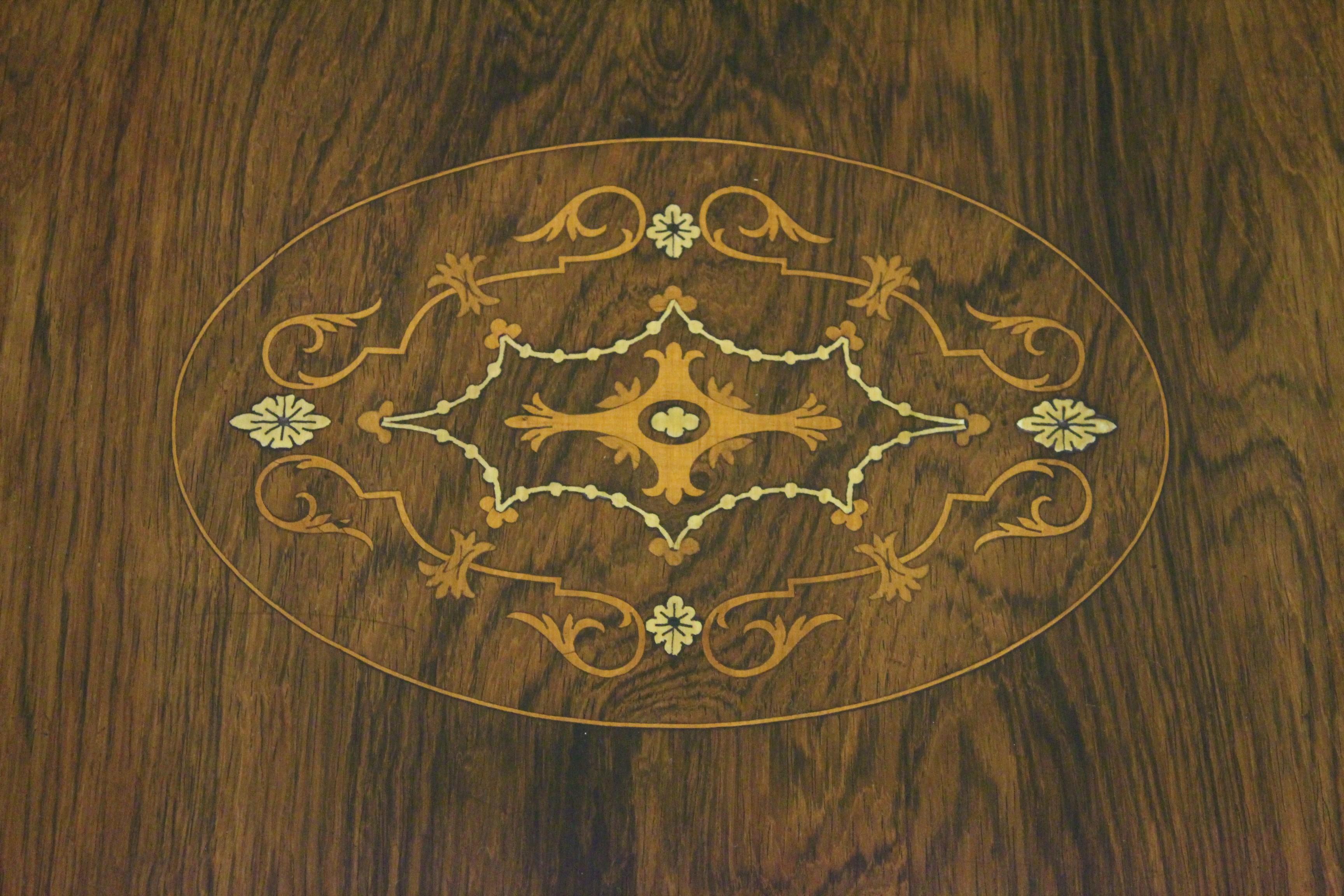 Inlay Late Victorian Inlaid Rosewood Flap Table