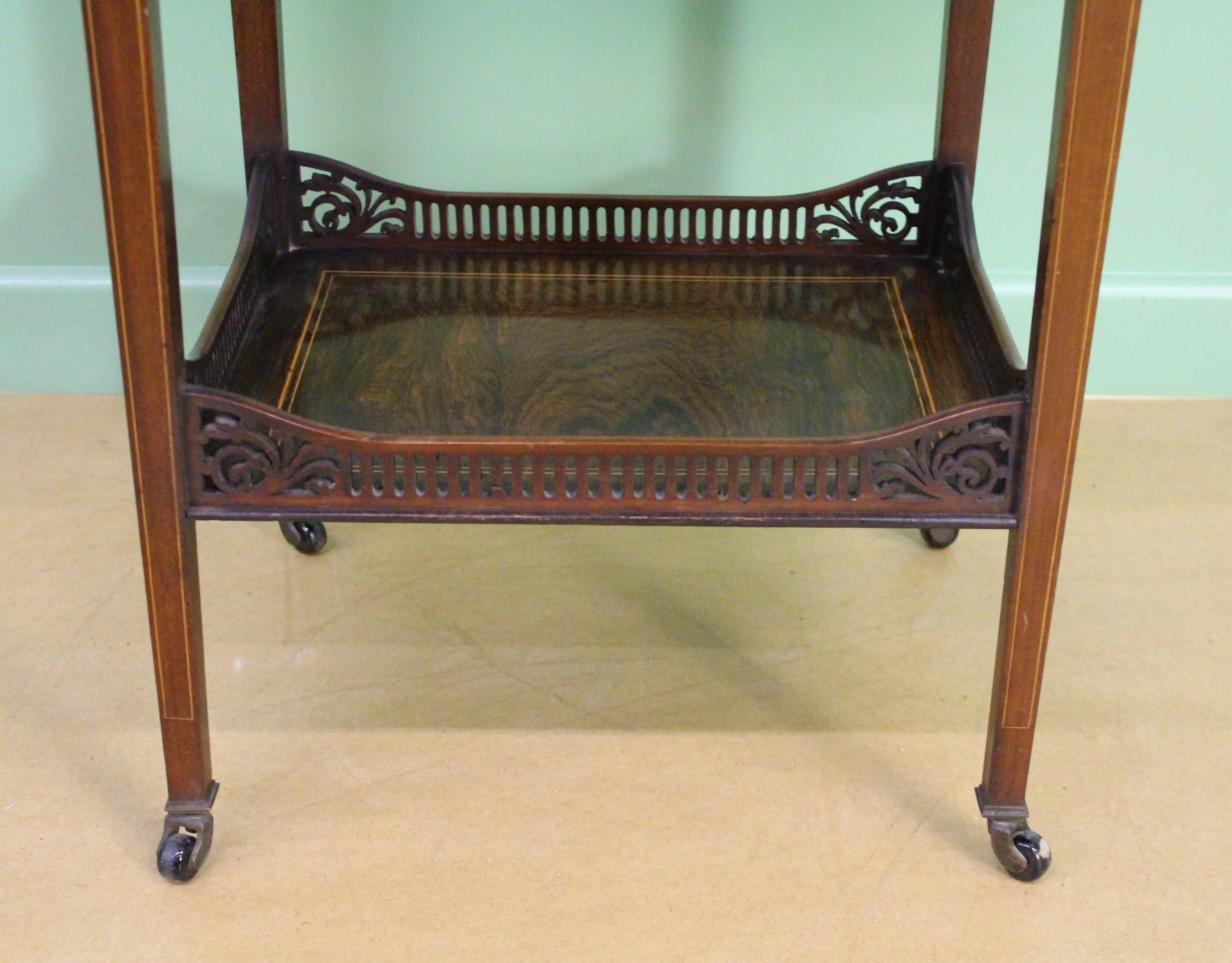 Early 20th Century Late Victorian Inlaid Rosewood Flap Table