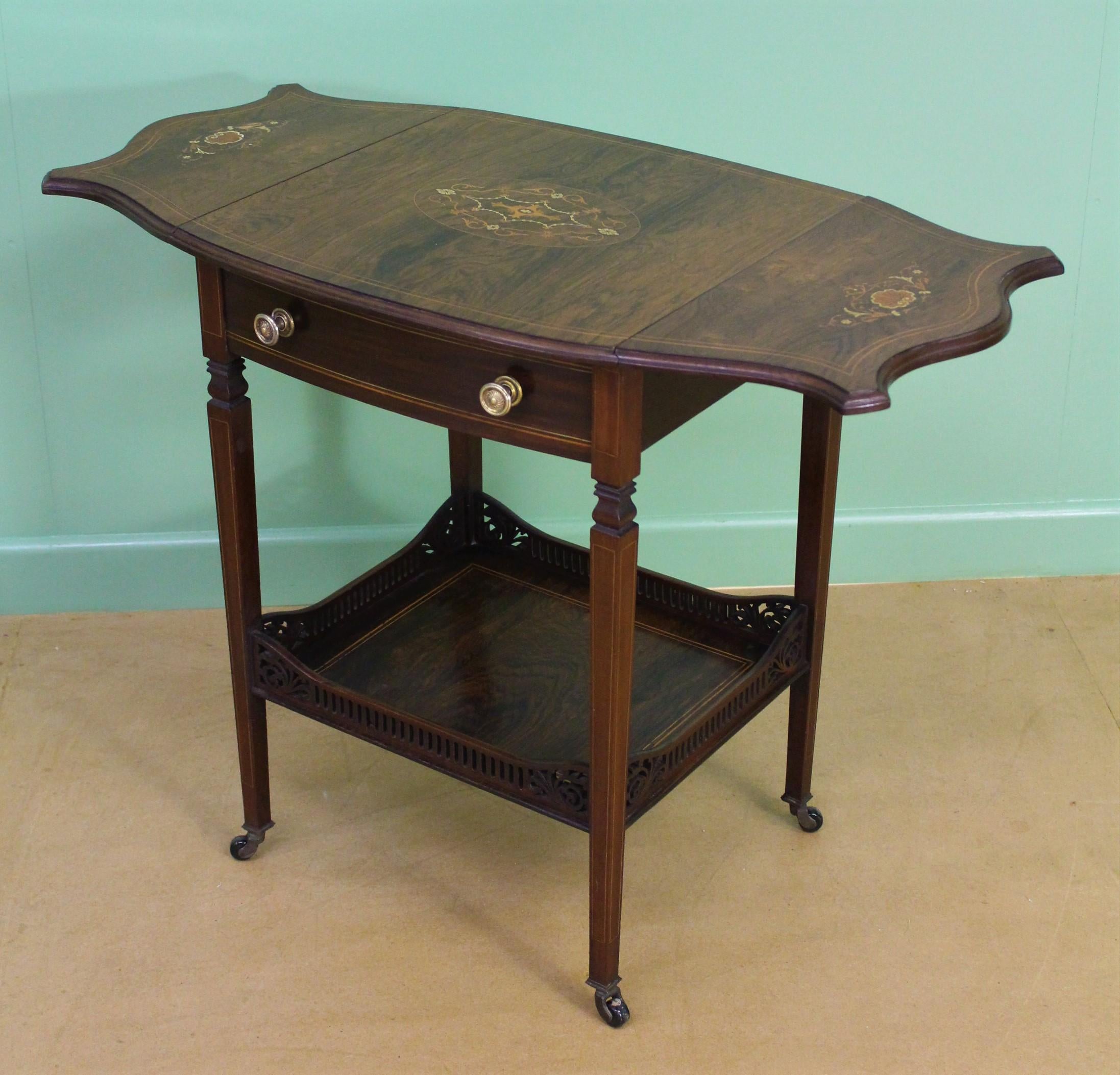 Late Victorian Inlaid Rosewood Flap Table 2