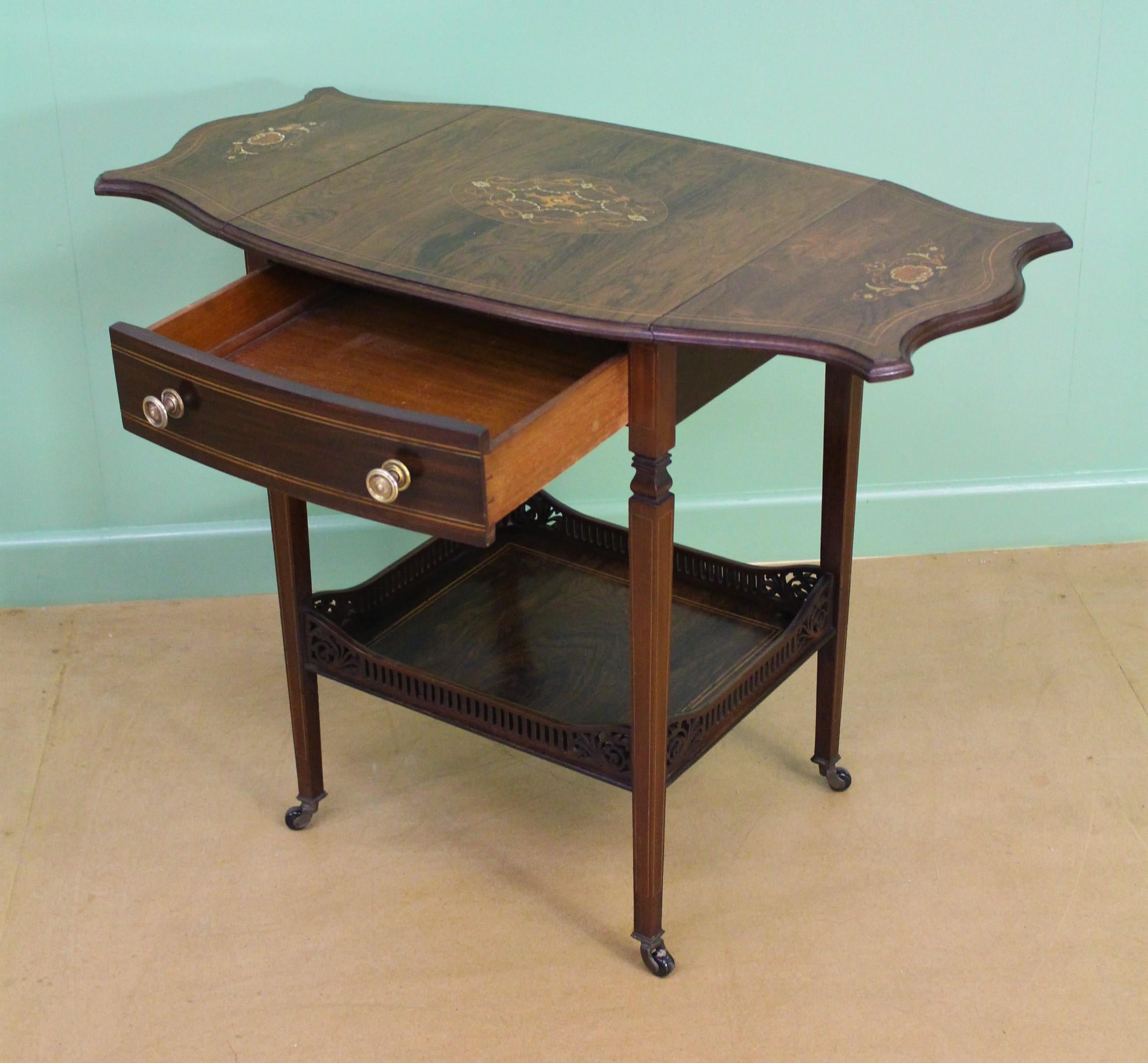 Late Victorian Inlaid Rosewood Flap Table 3