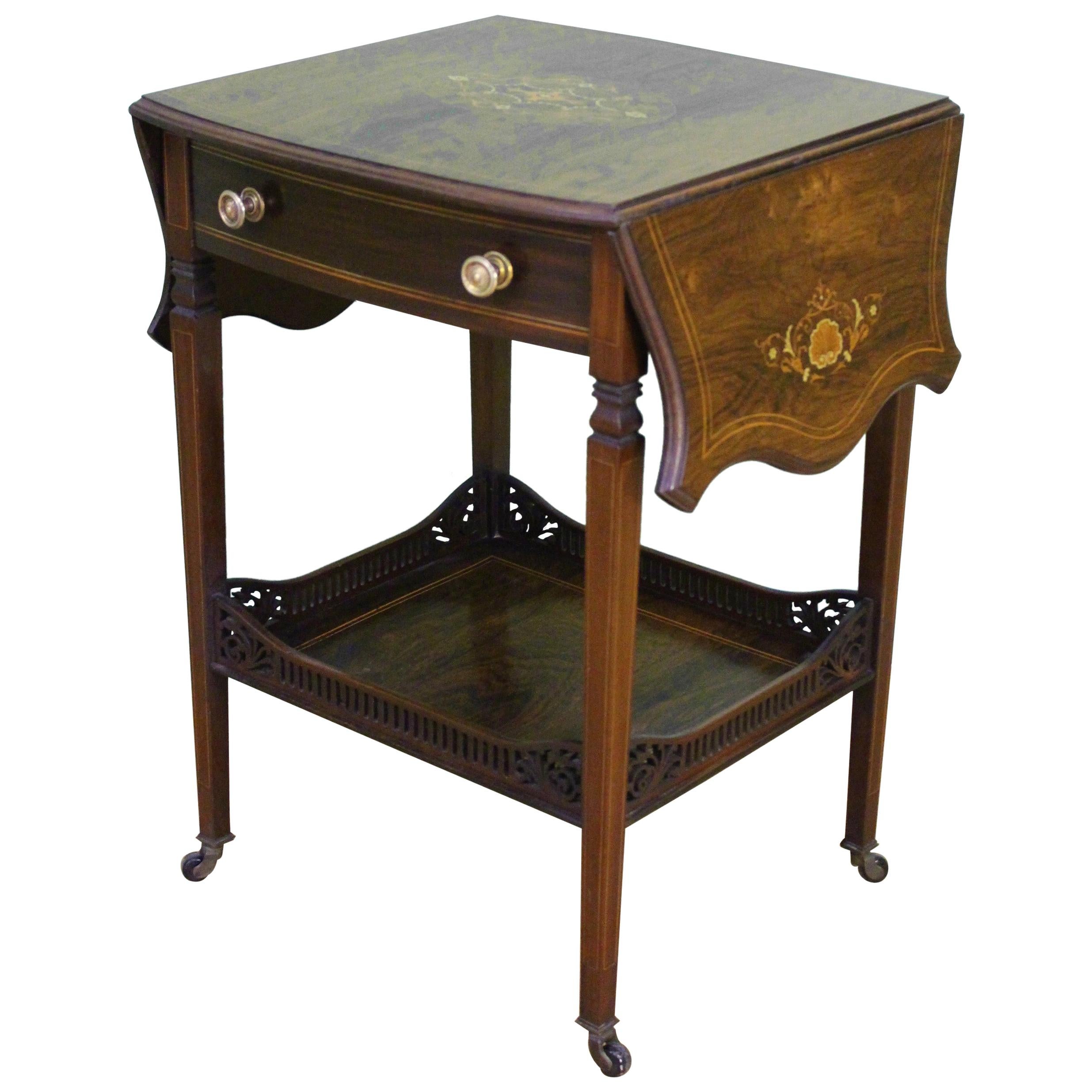 Late Victorian Inlaid Rosewood Flap Table