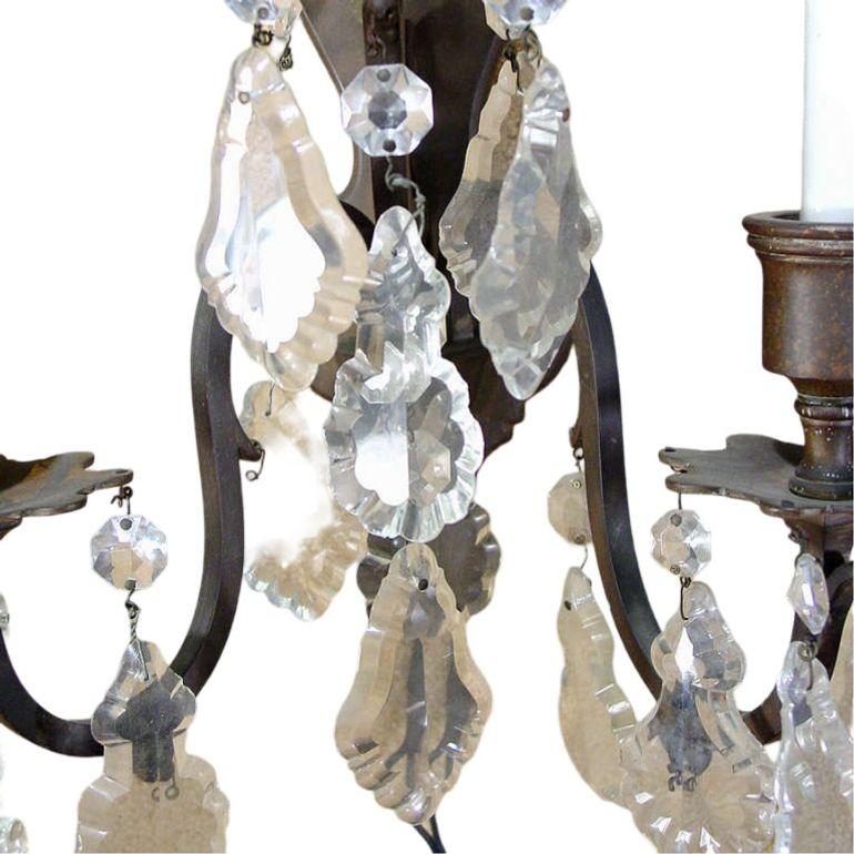 Italiano Applique tardo-vittoriana in cristallo tagliato in bronzo, coppia in vendita