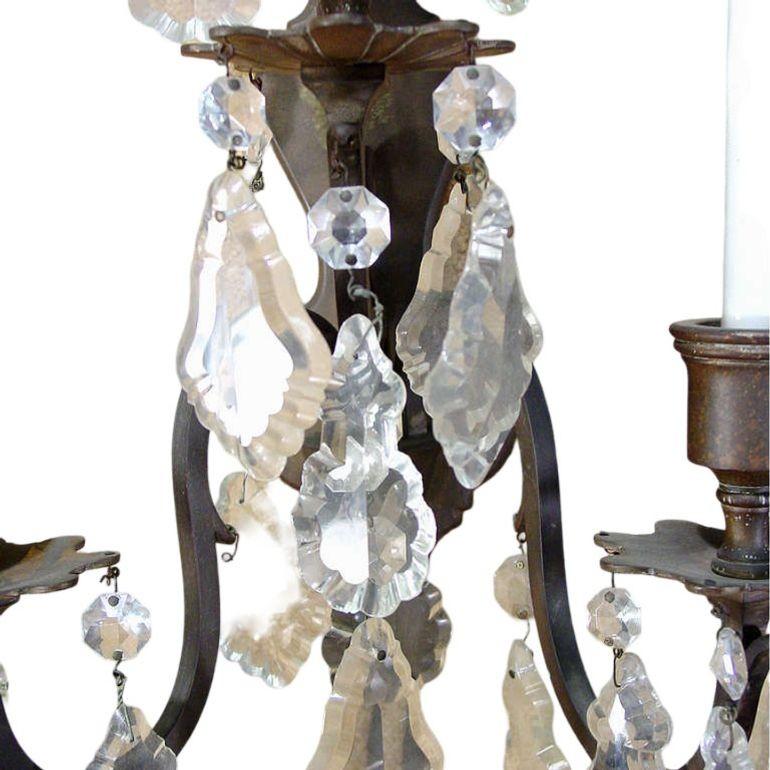 Applique tardo-vittoriana in cristallo tagliato in bronzo, coppia In condizioni ottime in vendita a Van Nuys, CA
