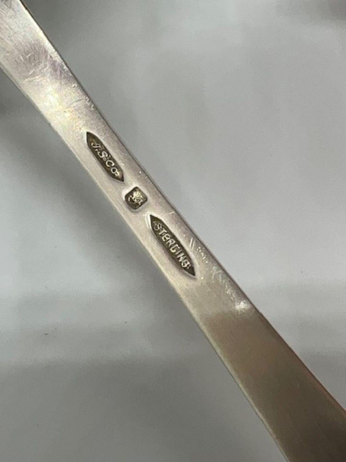Late Victorian  Joseph Seymour Sterling Silver Asparagus Server Spoon For Sale 3