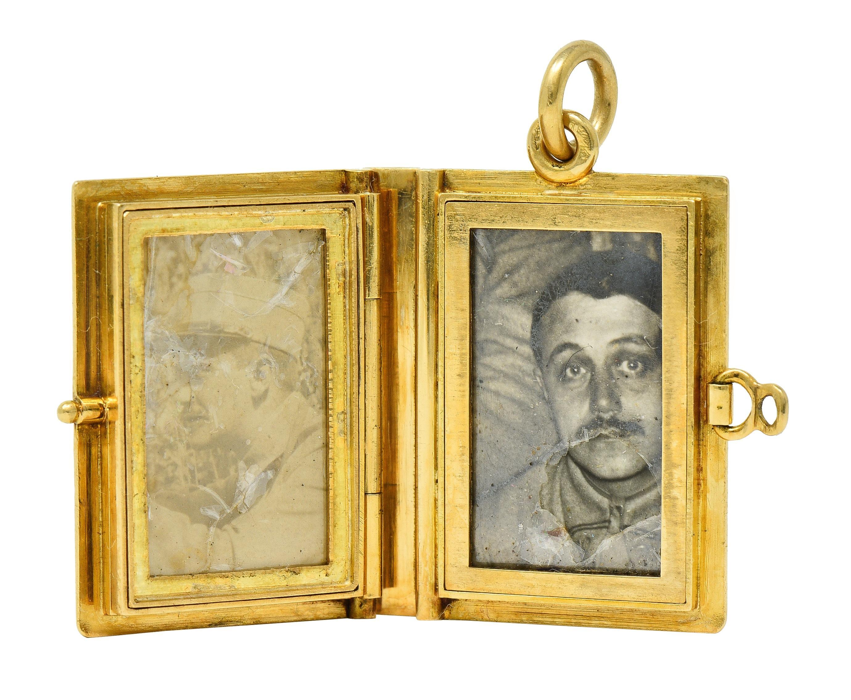 Late Victorian Lacloche Frères Paris 18 Karat Yellow Gold Book Locket Pendant For Sale 9