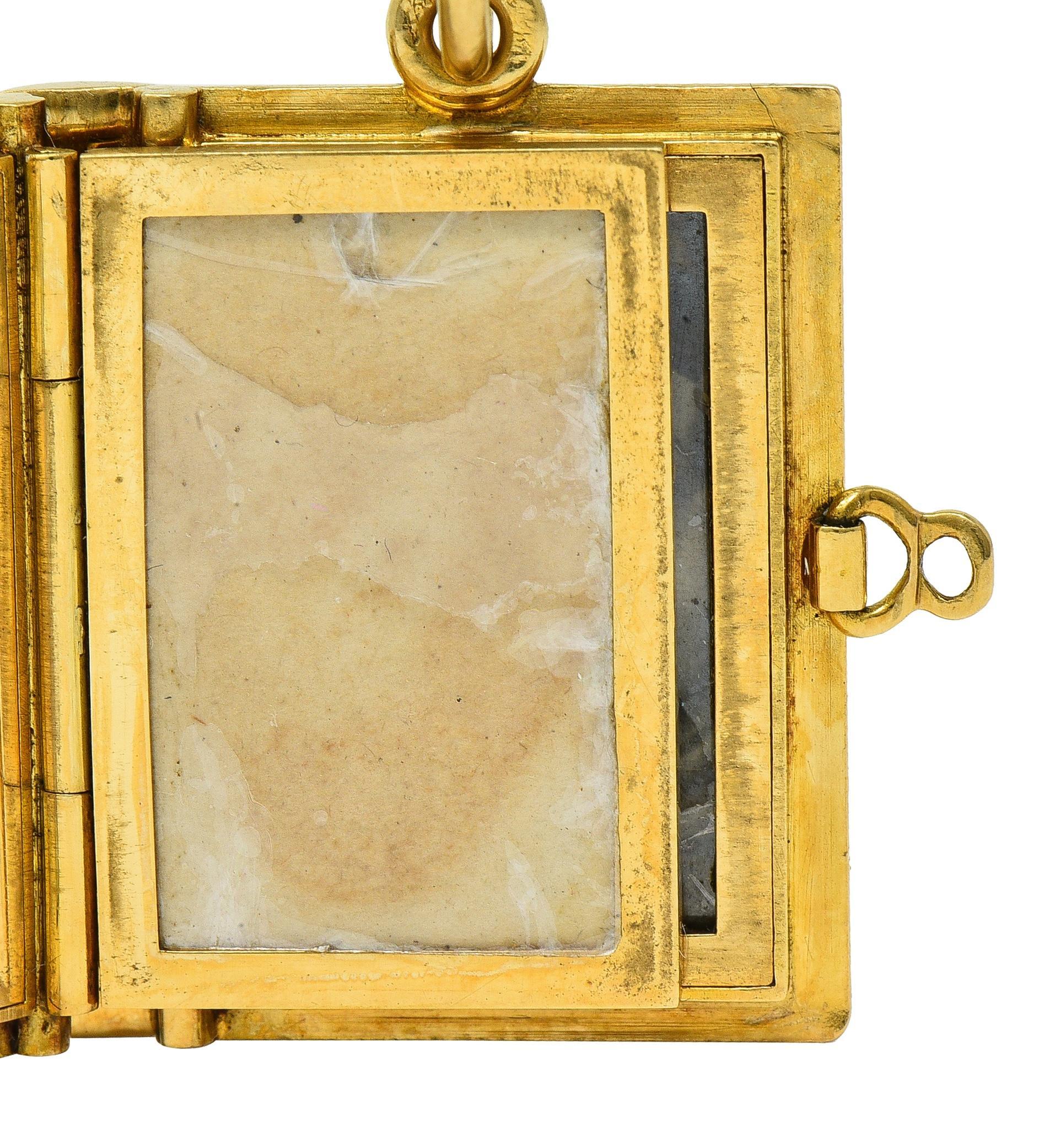 Late Victorian Lacloche Frères Paris 18 Karat Yellow Gold Book Locket Pendant For Sale 11