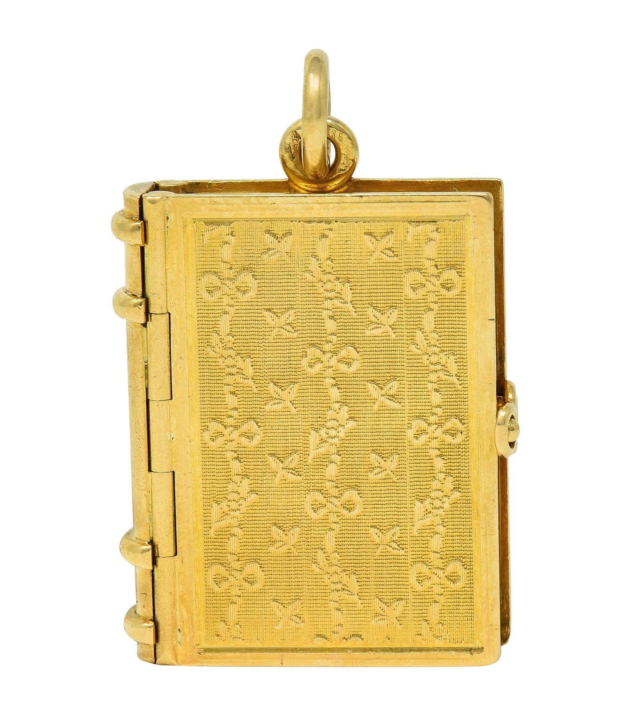 Late Victorian Lacloche Frères Paris 18 Karat Yellow Gold Book Locket Pendant In Excellent Condition For Sale In Philadelphia, PA