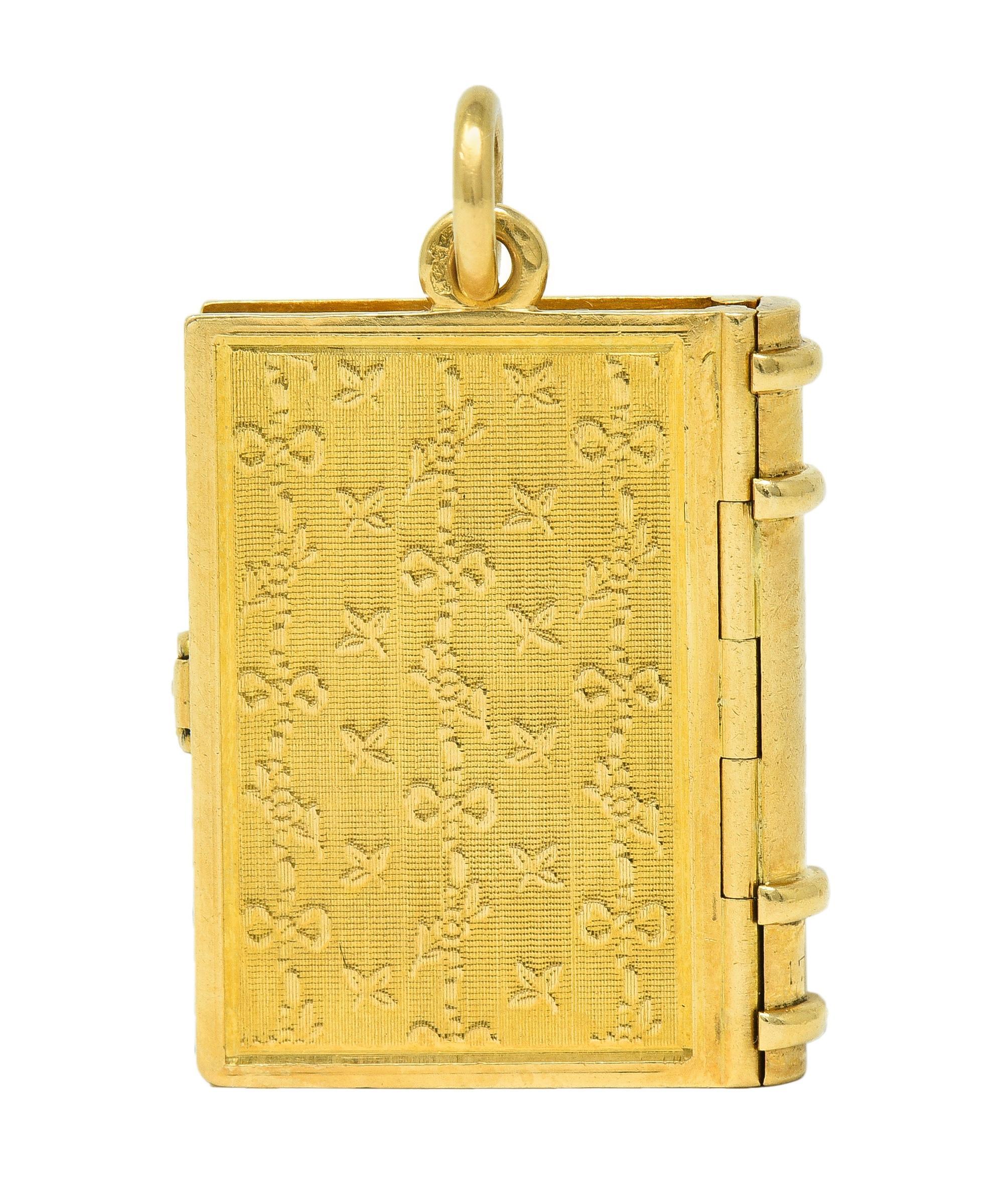 Women's or Men's Late Victorian Lacloche Frères Paris 18 Karat Yellow Gold Book Locket Pendant For Sale