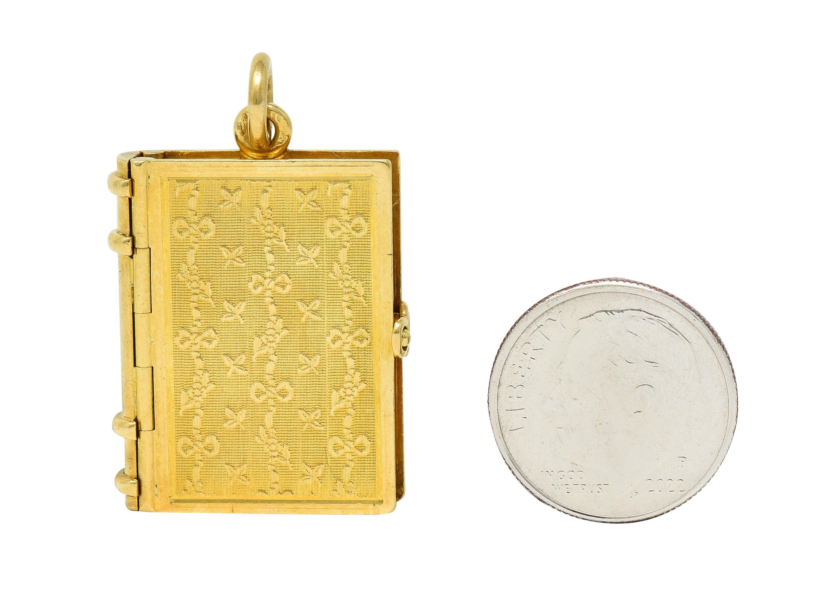 Late Victorian Lacloche Frères Paris 18 Karat Yellow Gold Book Locket Pendant For Sale 1