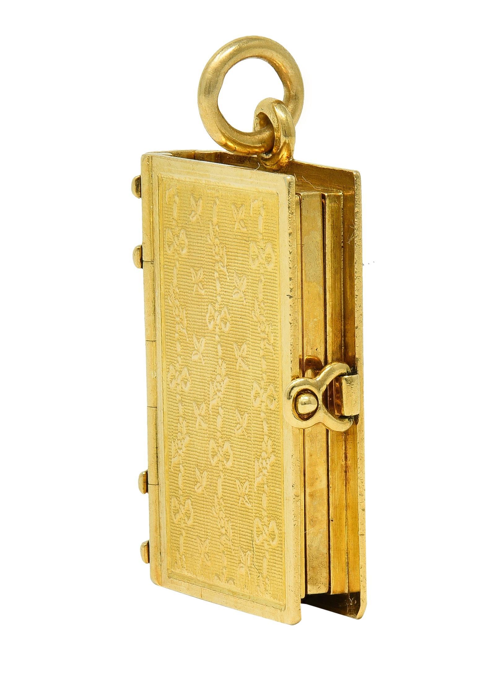 Late Victorian Lacloche Frères Paris 18 Karat Yellow Gold Book Locket Pendant For Sale 2
