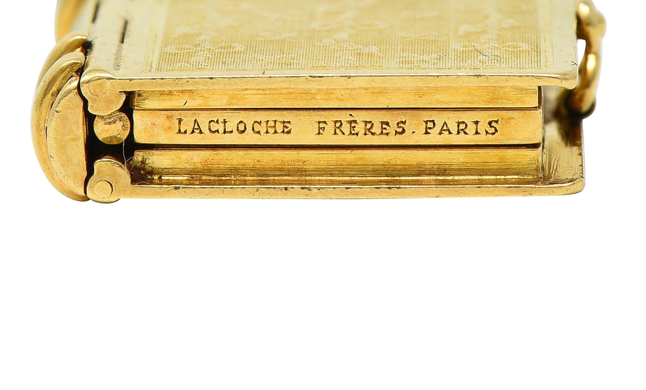 Late Victorian Lacloche Frères Paris 18 Karat Yellow Gold Book Locket Pendant For Sale 4