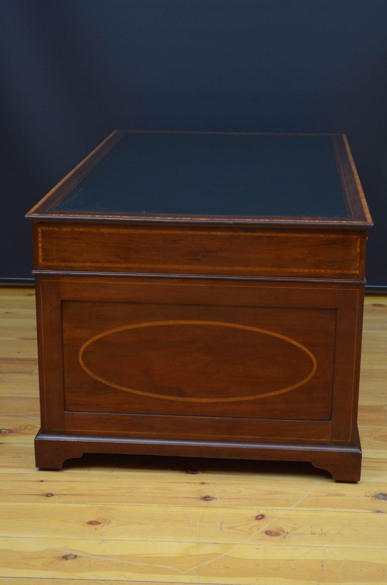Late Victorian Mahogany and Inlaid Desk For Sale 9