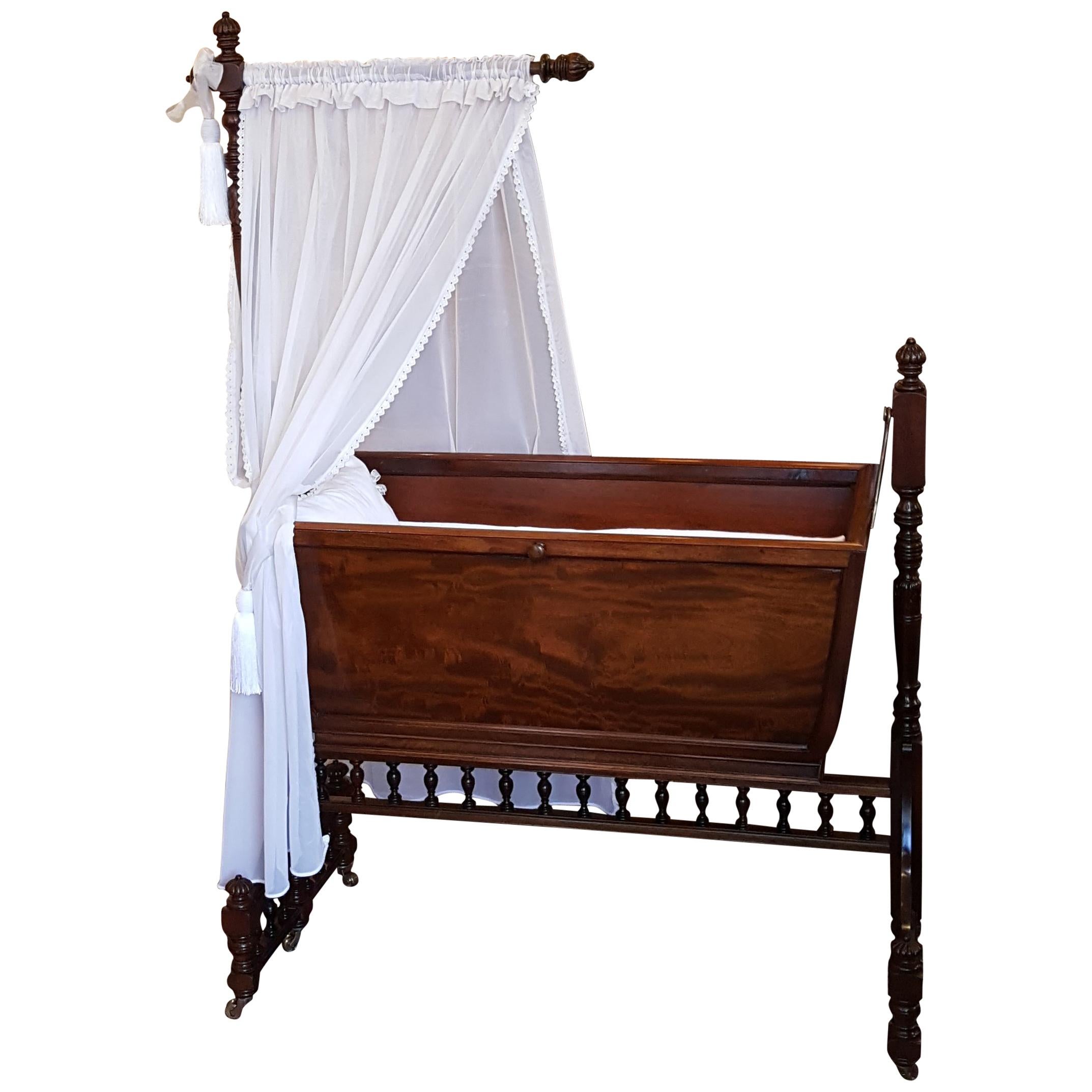Late Victorian Mahogany Cot For Sale