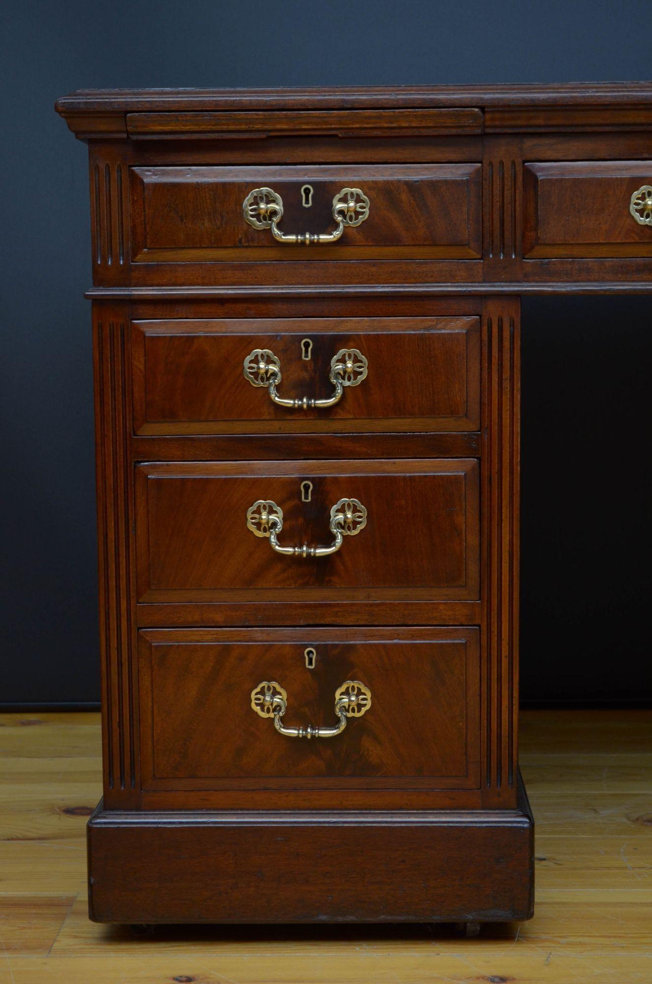 Late Victorian Mahogany Desk by Maple & Co 4