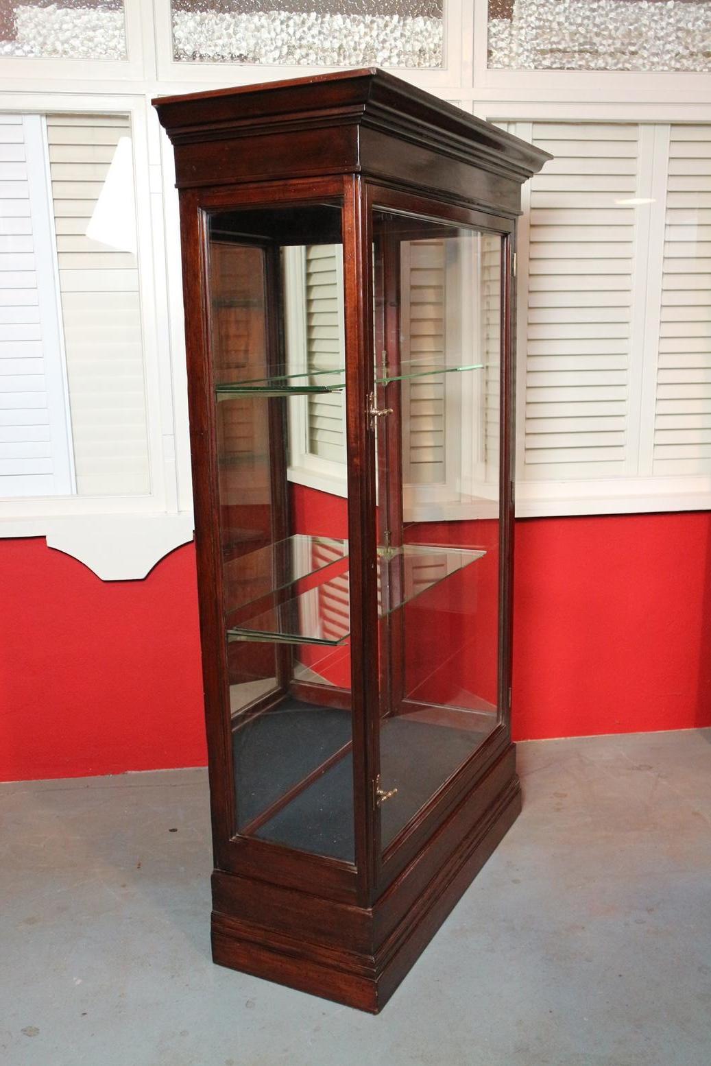 Late Victorian Mahogany Display Cabinet with 2 Adjustable Glass Shelves 5