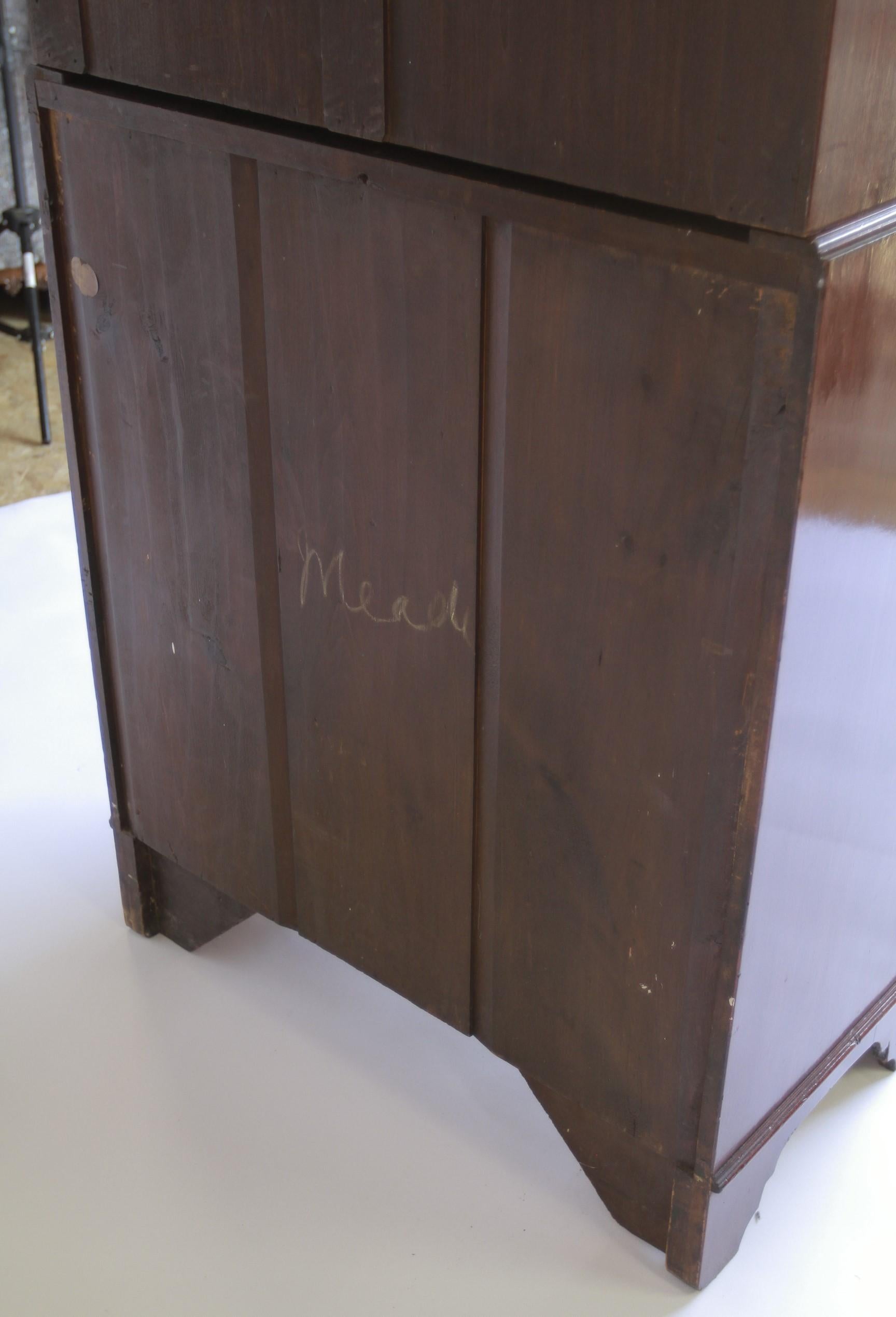 Late Victorian Mahogany & inlaid Bureau Bookcase For Sale 3