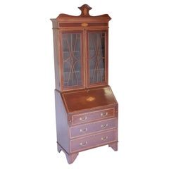 Late Victorian Mahogany & inlaid Bureau Bookcase