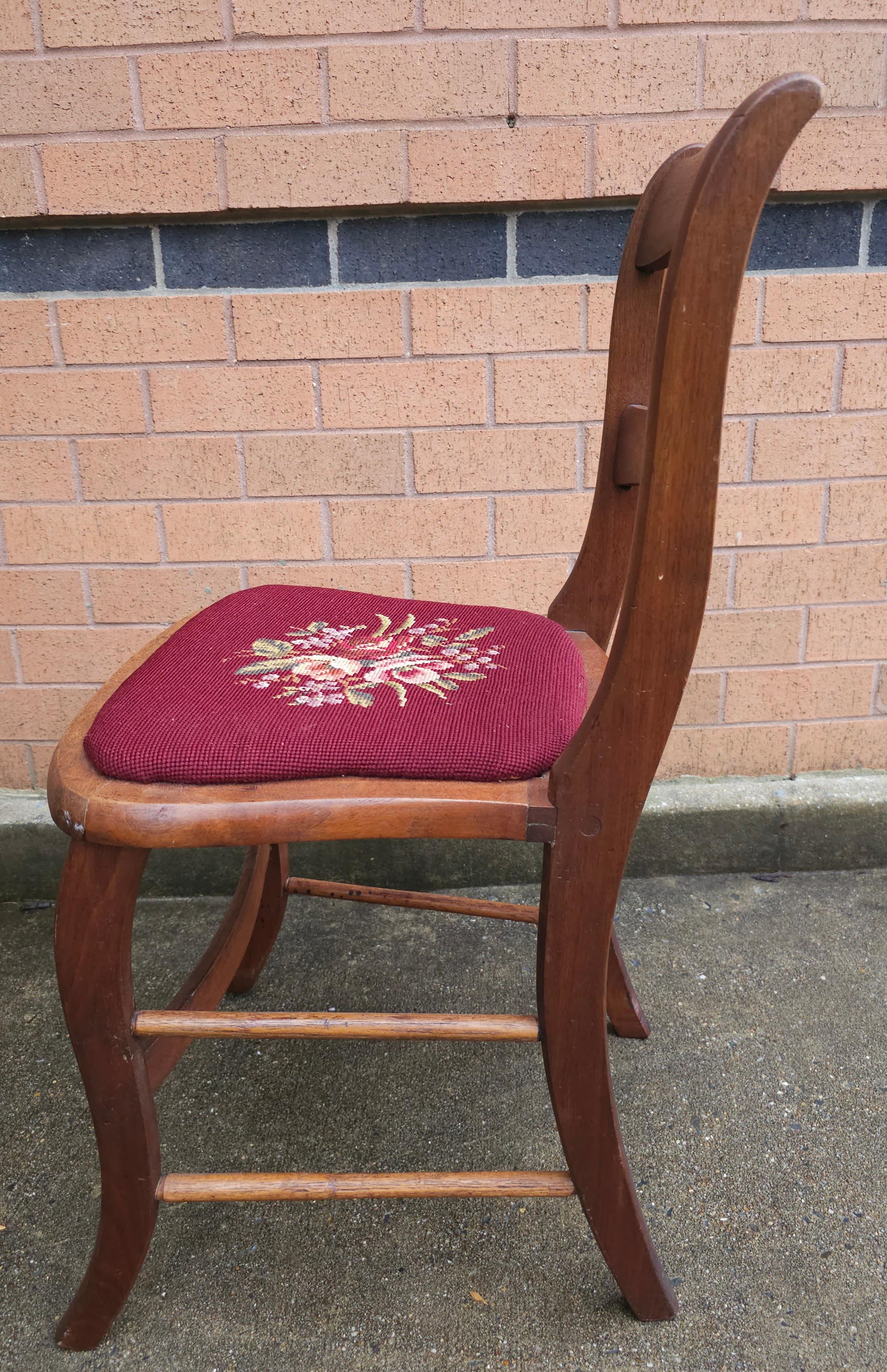 Other Late Victorian Mahogany Ladder Back and Needlepoint Upholstered Side Chair For Sale