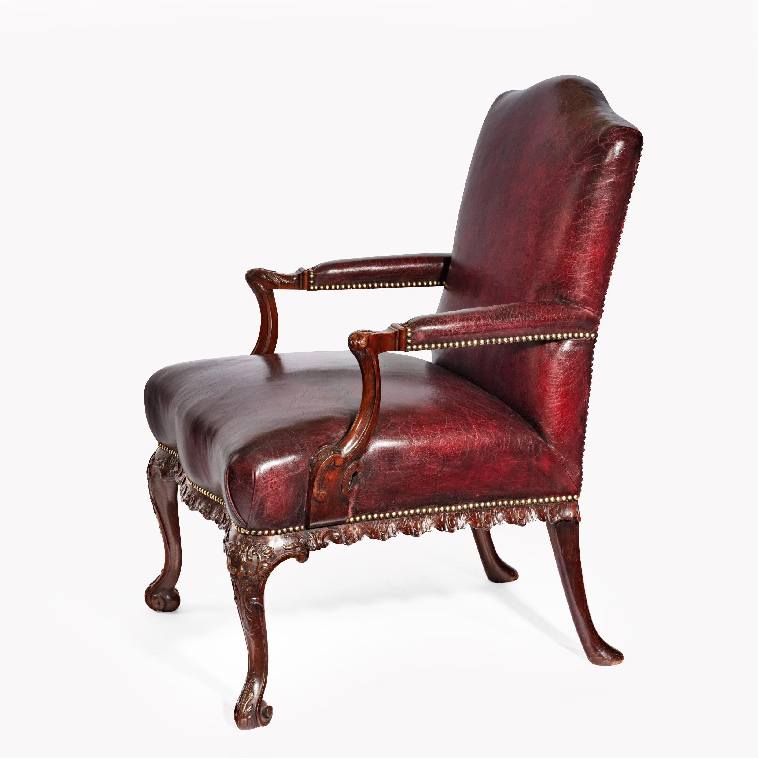 Early 20th Century Late Victorian Mahogany Open Arm Chairs in the Chippendale Taste For Sale
