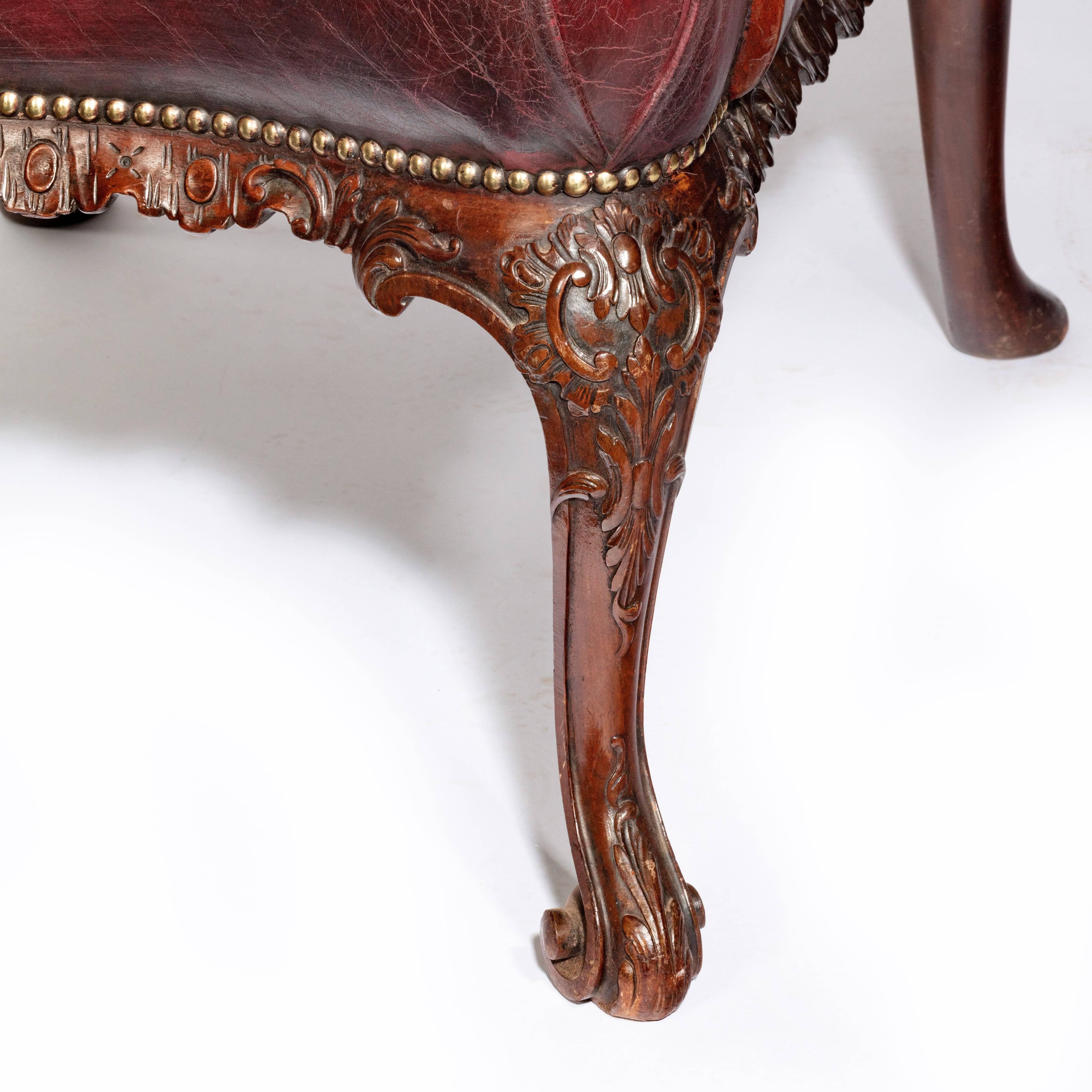 English Late Victorian Mahogany Open Armchairs