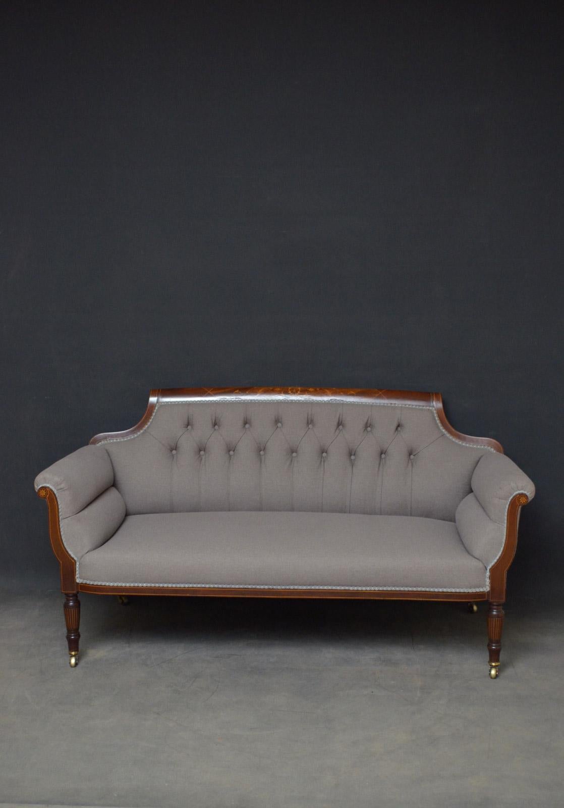 English Late Victorian Mahogany Sofa