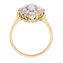 Late Victorian Marquise-Shaped Old Cut Diamond Cluster Ring, circa 1900s