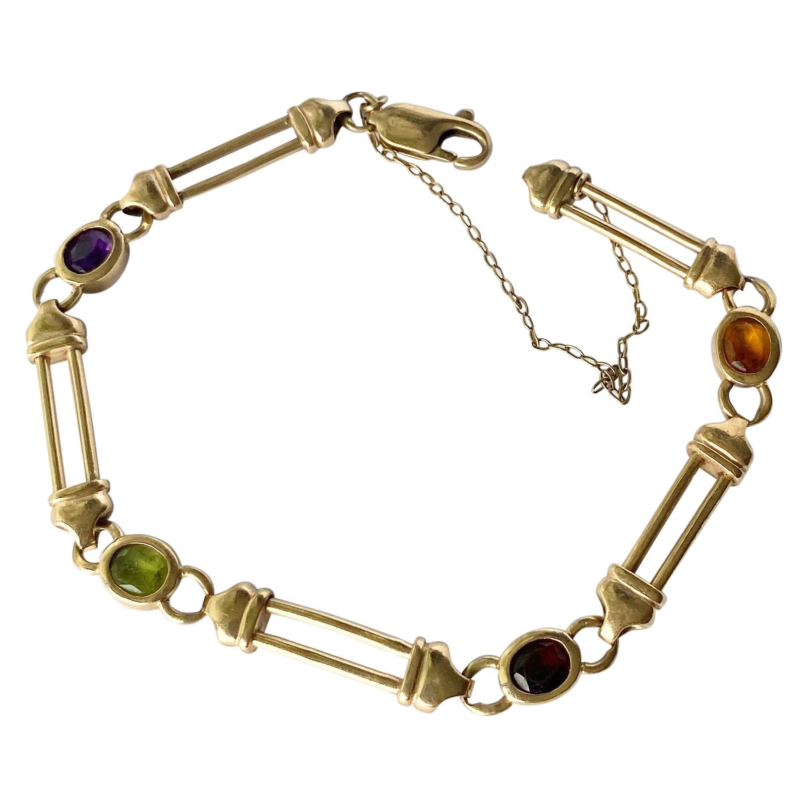 Late Victorian Multistone 9 Carat Gold Bracelet