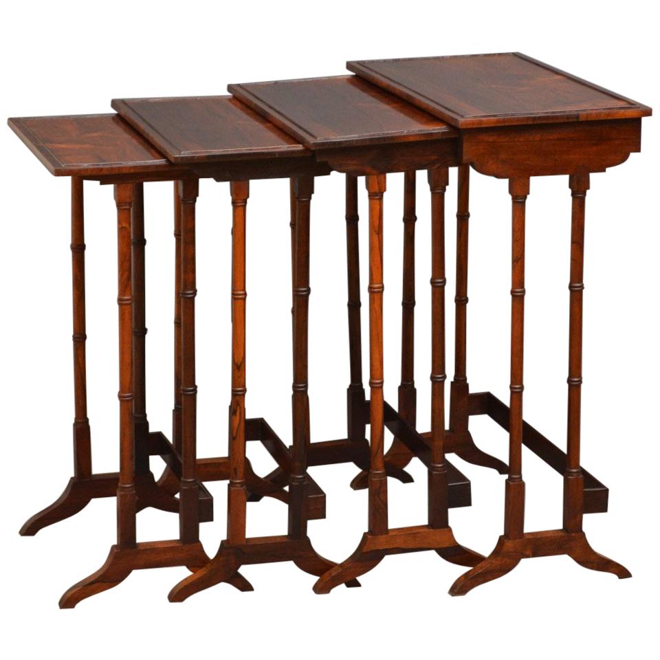 Late Victorian Nest of Four Tables in Rosewood