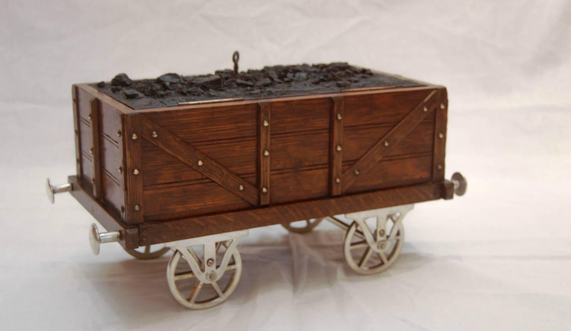 Late Victorian Novelty Railway Coal Wagon Tobacco Box In Excellent Condition In Salisbury, GB