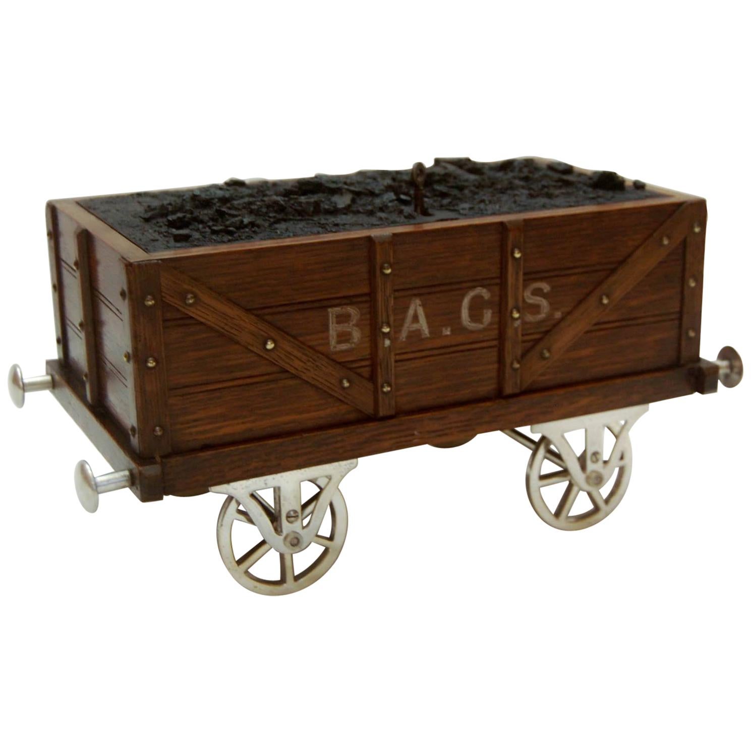 Late Victorian Novelty Railway Coal Wagon Tobacco Box