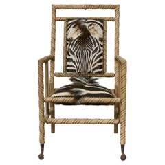 Poltrona tardo-vittoriana in Oak Barley Twist con pelle di zebra e piedi Ball and Claw