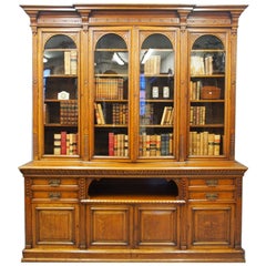 Late Victorian Oak Breakfront Bookcase