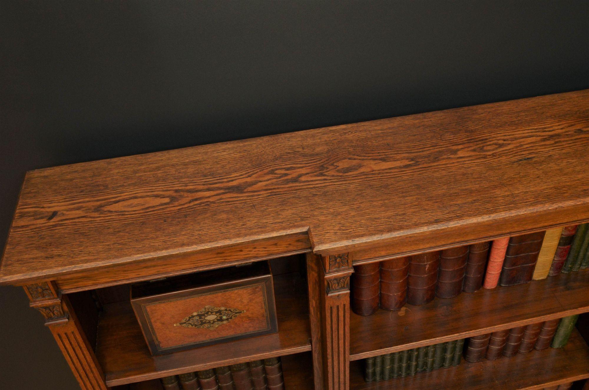 English Late Victorian Oak Open Bookcase