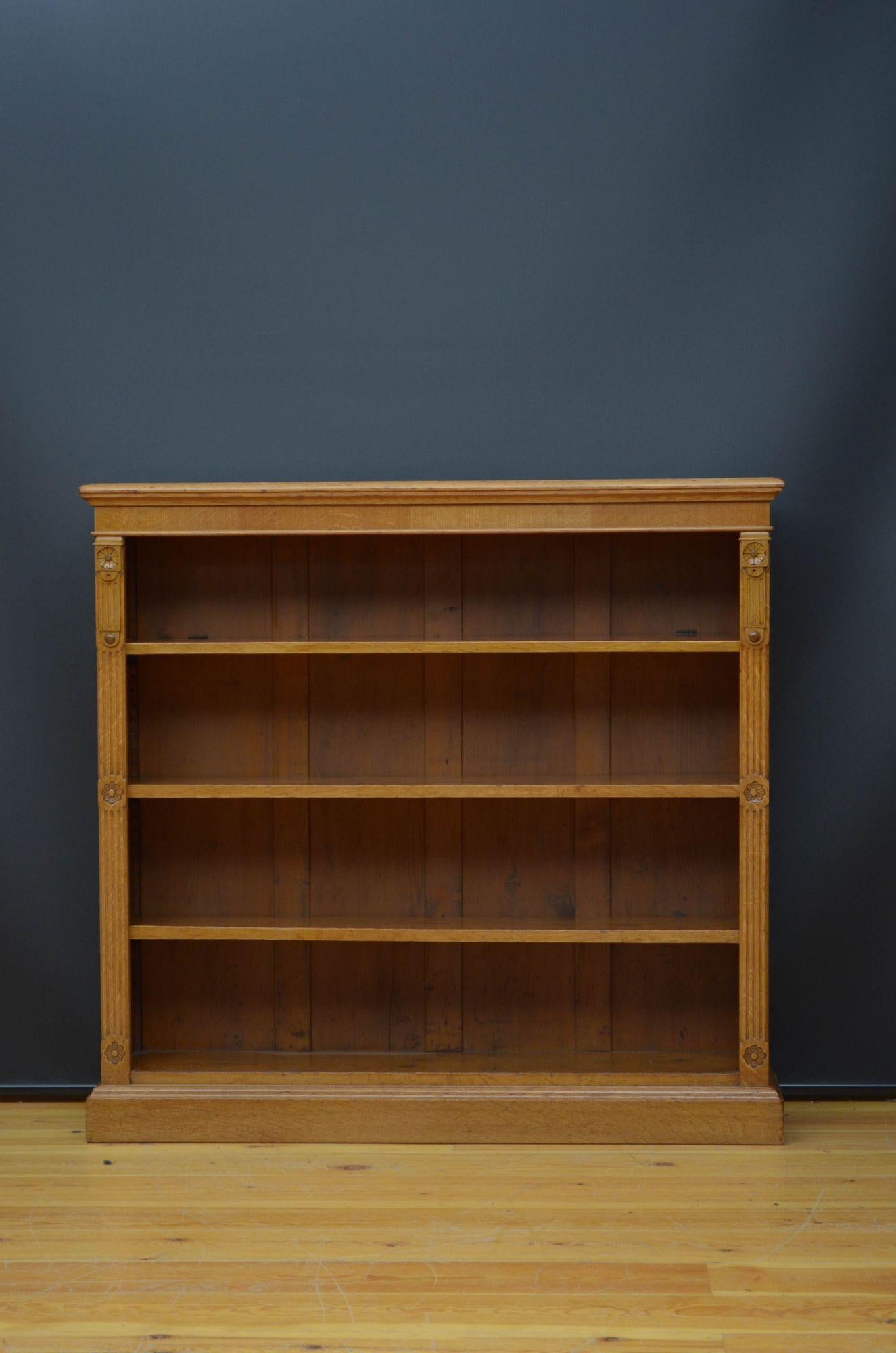 Late Victorian Oak Open Bookcase For Sale 2